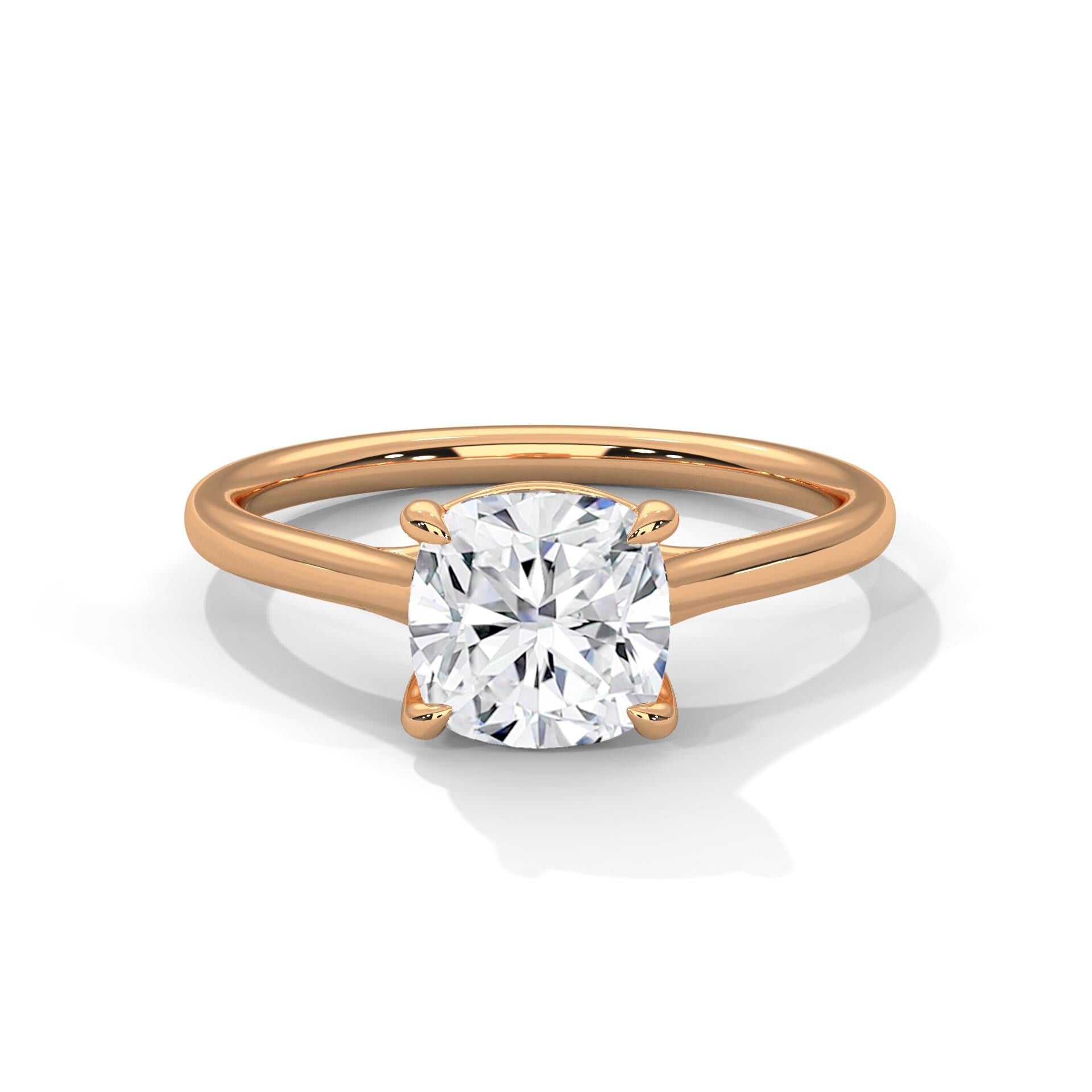 Cushion Cut Moissanite Engagement Ring, 925 Sterling Silver Solitaire Statement Ring
