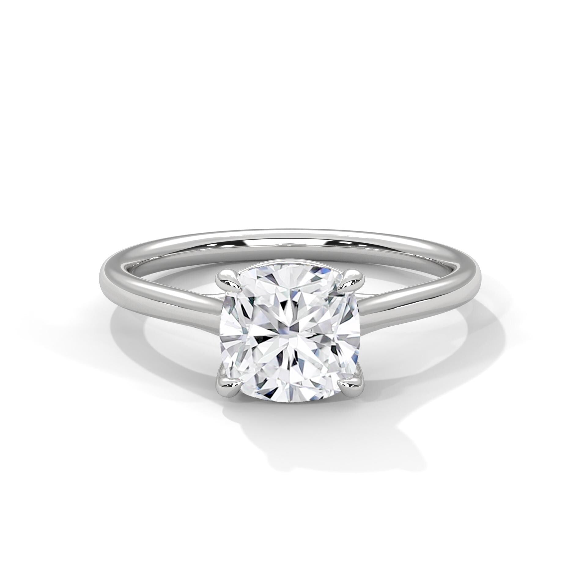 Cushion Cut Moissanite Engagement Ring, 925 Sterling Silver Solitaire Statement Ring