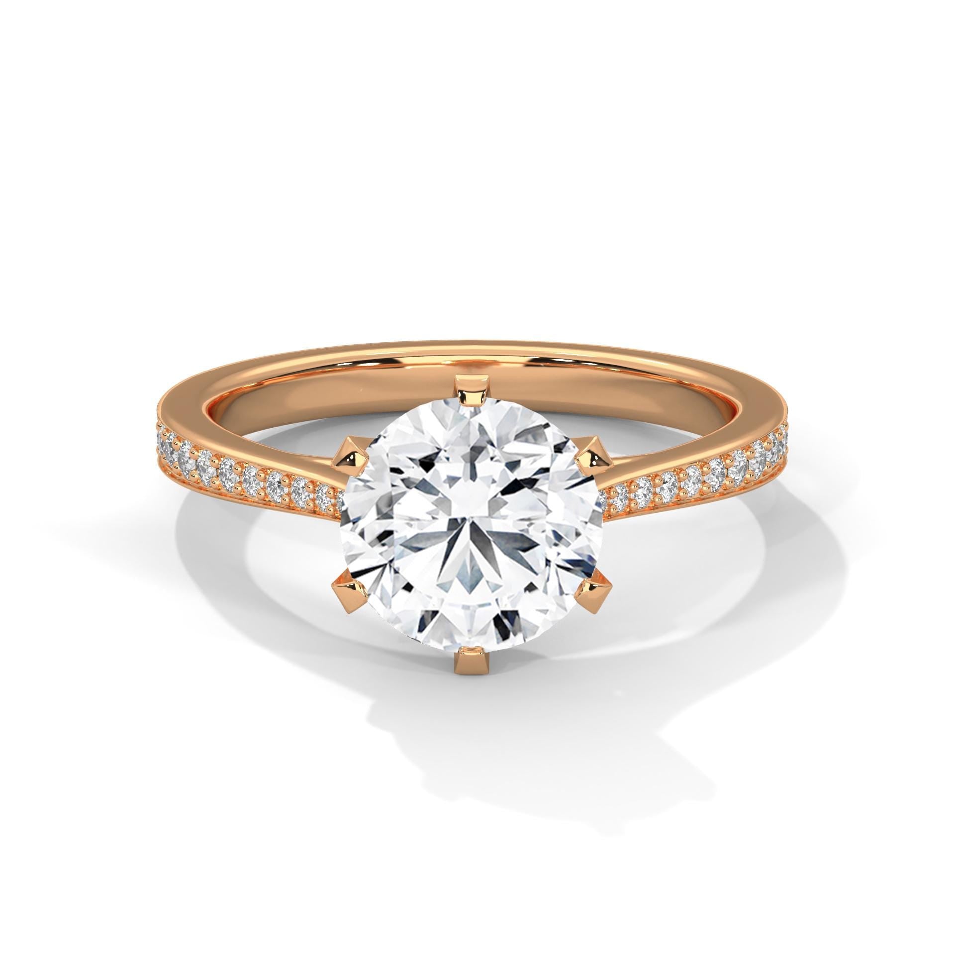 Round Cut Moissanite Engagement Ring, Sterling Silver Statement Wedding Band