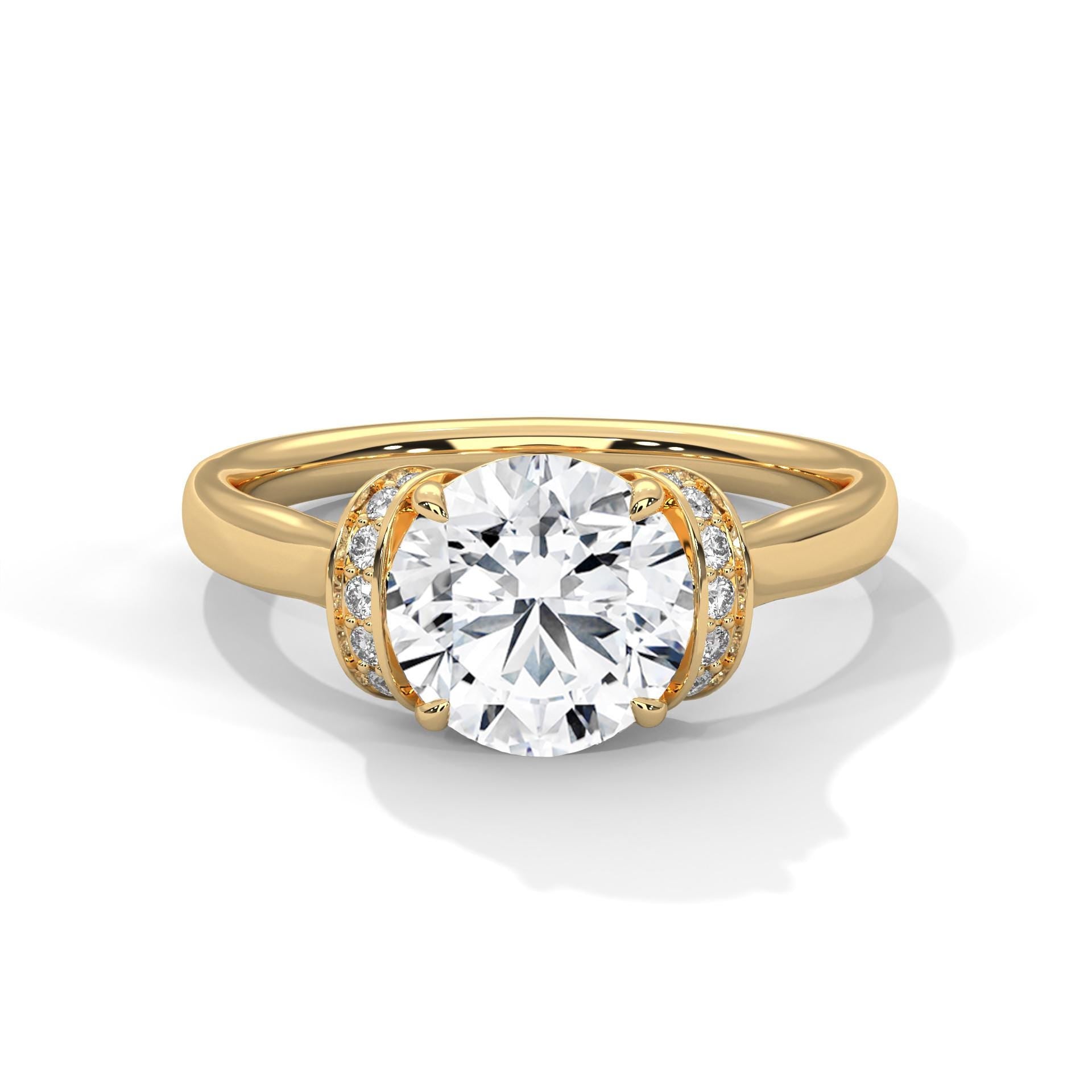 Round Cut Moissanite Halo Engagement Ring, 925 Sterling Silver Wedding Band