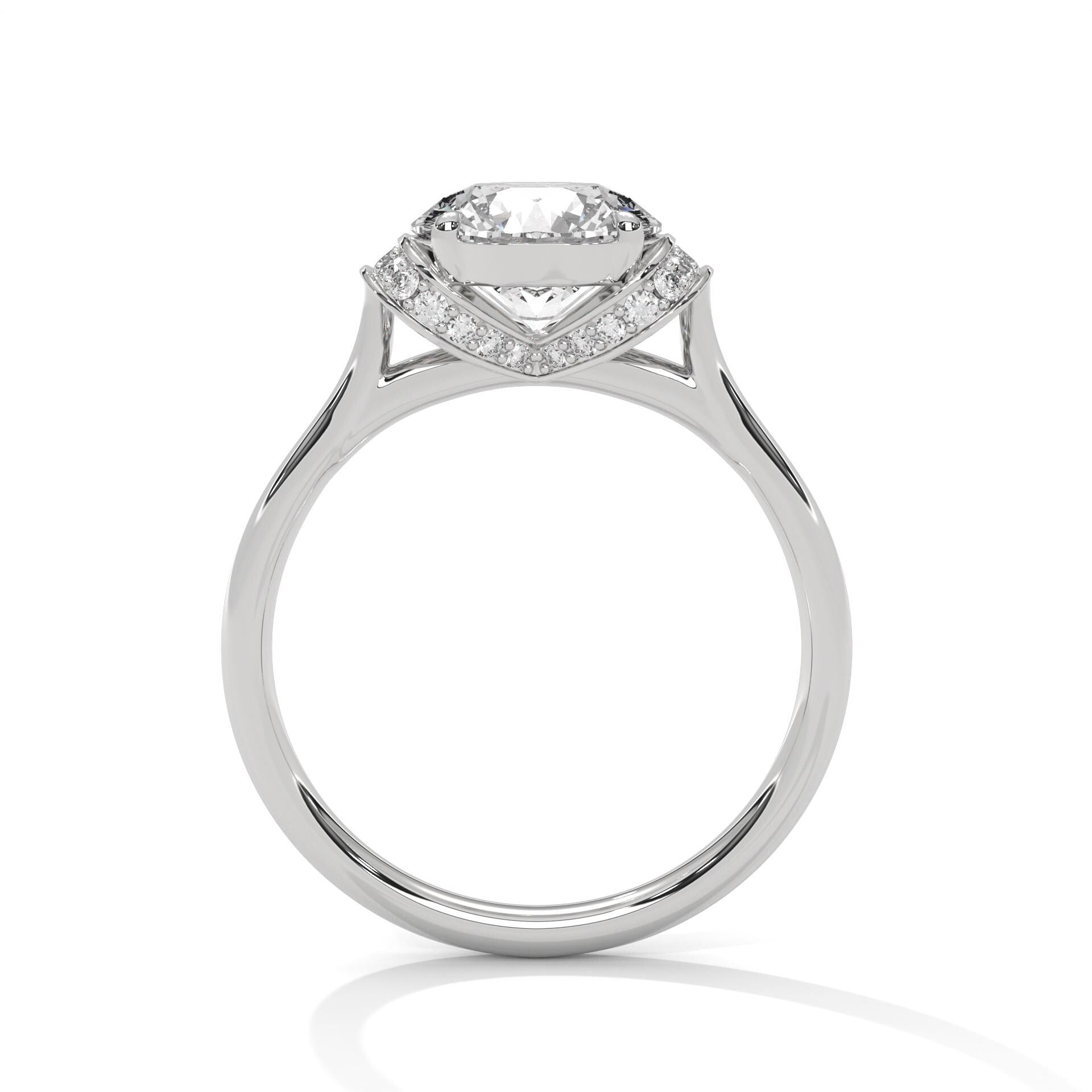 Round Cut Moissanite Halo Engagement Ring, 925 Sterling Silver Wedding Band