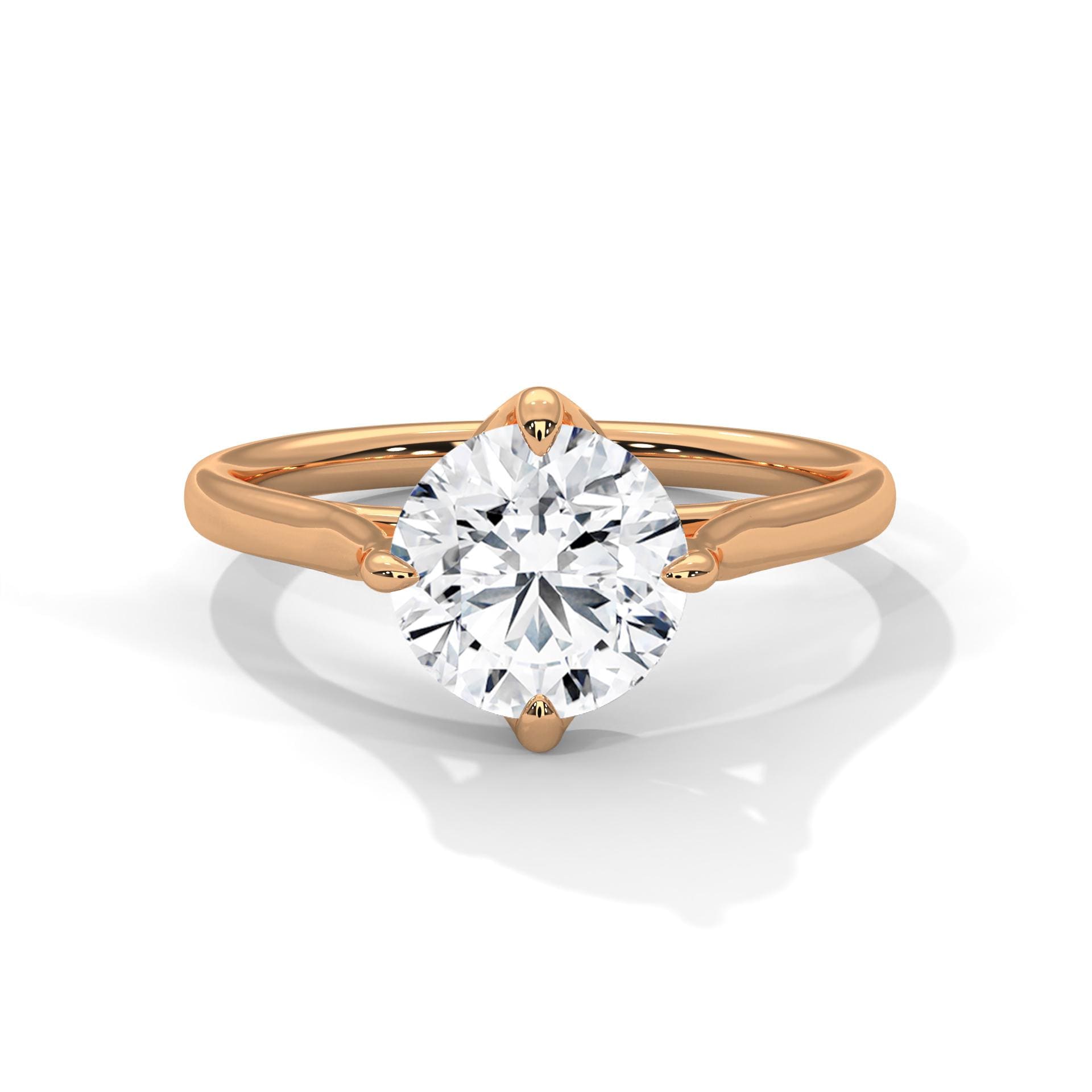 Round Brilliant Moissanite Engagement Ring, 925 Sterling Silver Solitaire Wedding Band