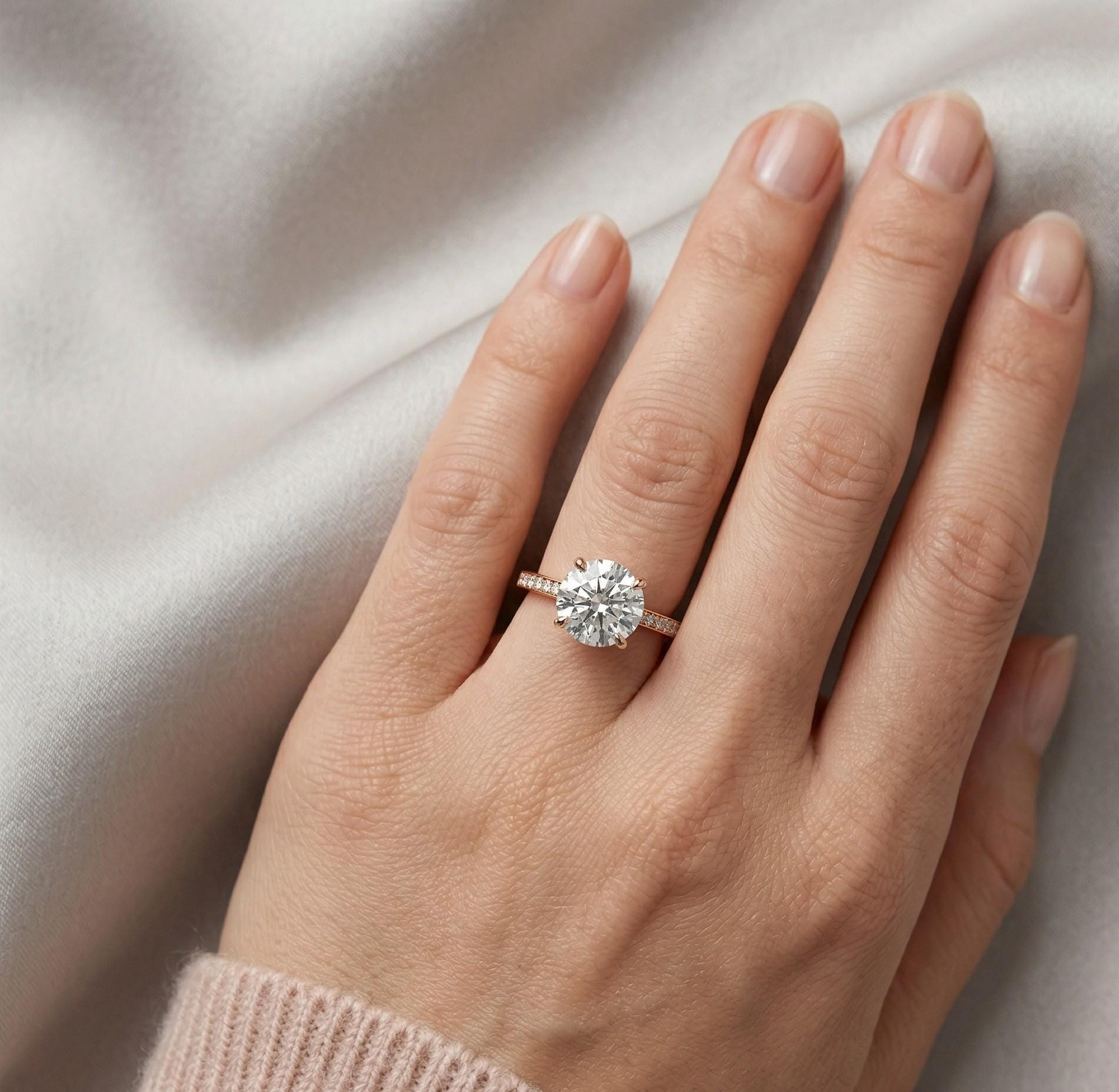 Round Cut Moissanite Halo Engagement Ring, 925 Sterling Silver Wedding Band, Elegant Statement Ring