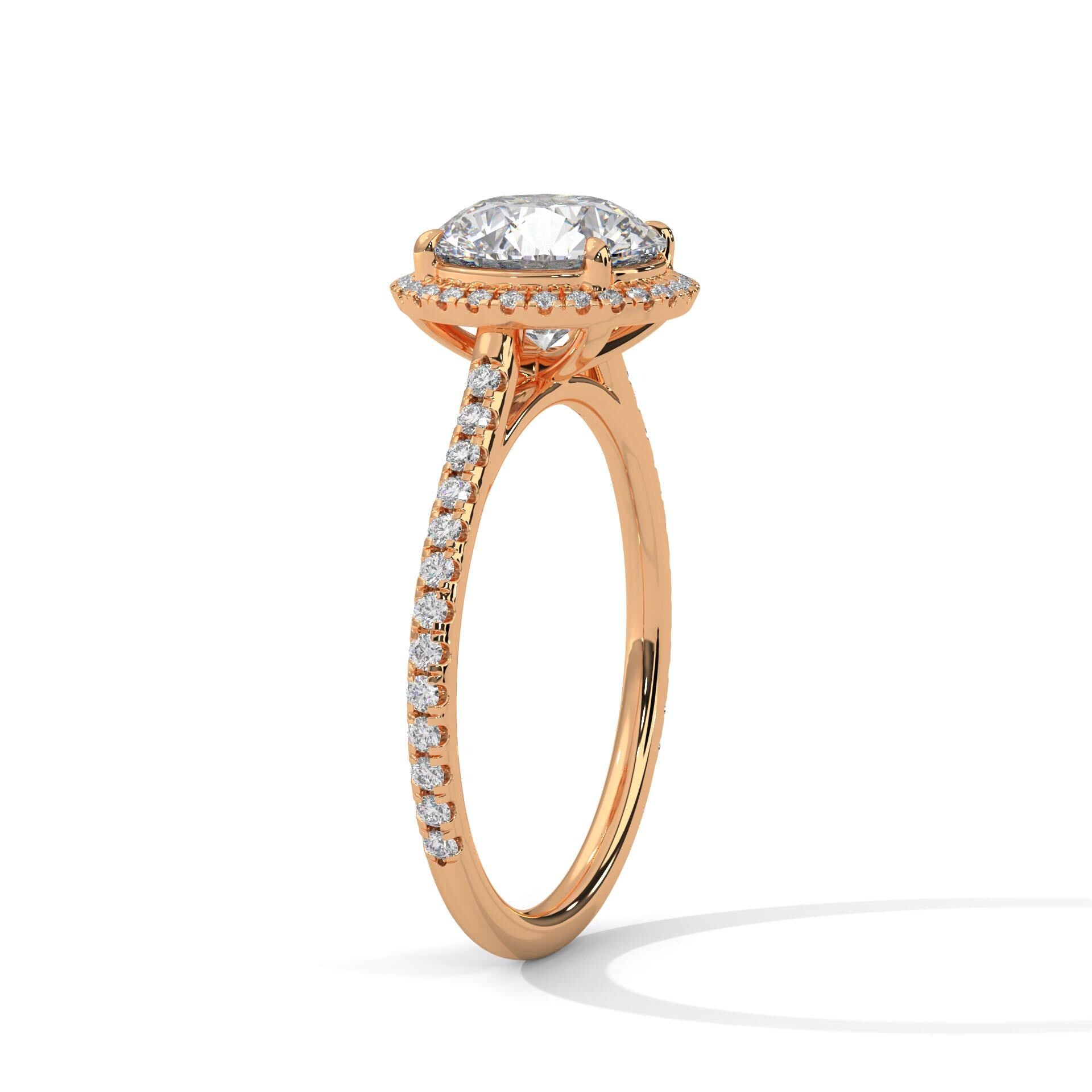 Round Cut Moissanite Halo Engagement Ring, Sterling Silver, Anniversary Statement Ring