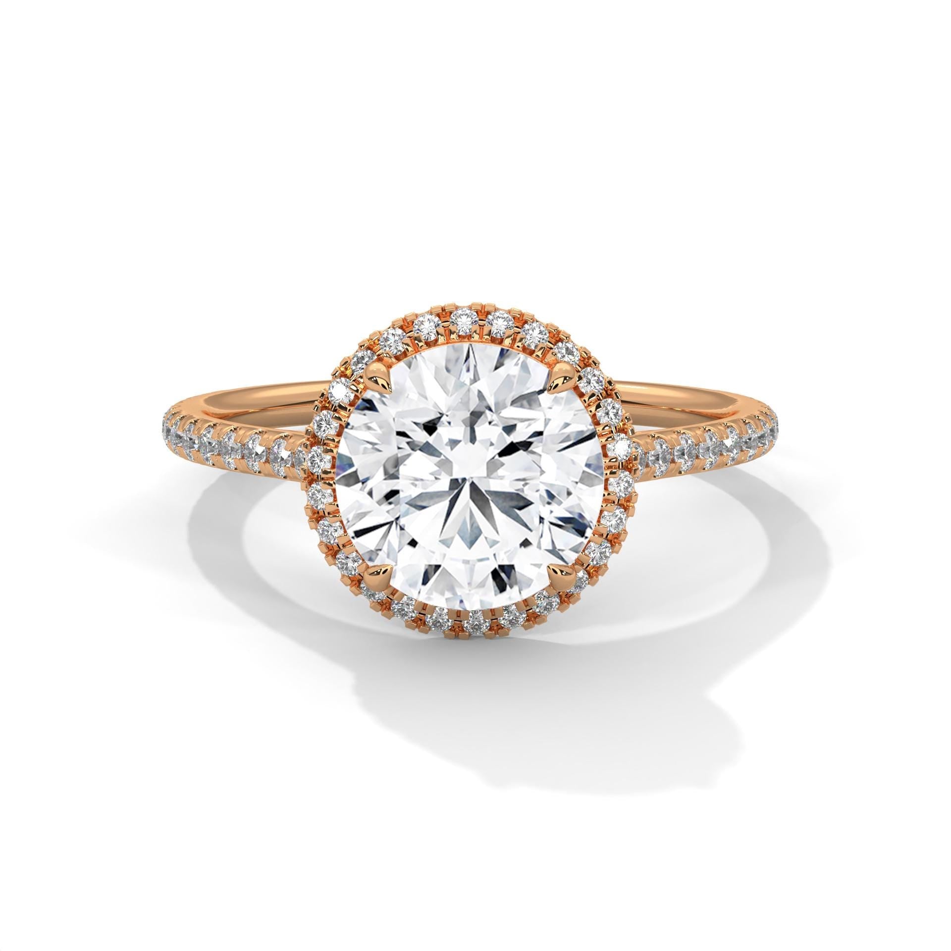 Round Cut Moissanite Halo Engagement Ring, Sterling Silver, Anniversary Statement Ring