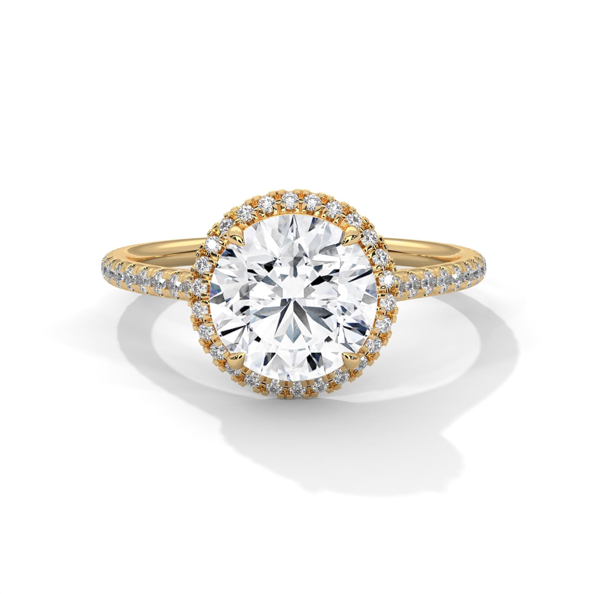Round Cut Moissanite Halo Engagement Ring, Sterling Silver, Anniversary Statement Ring