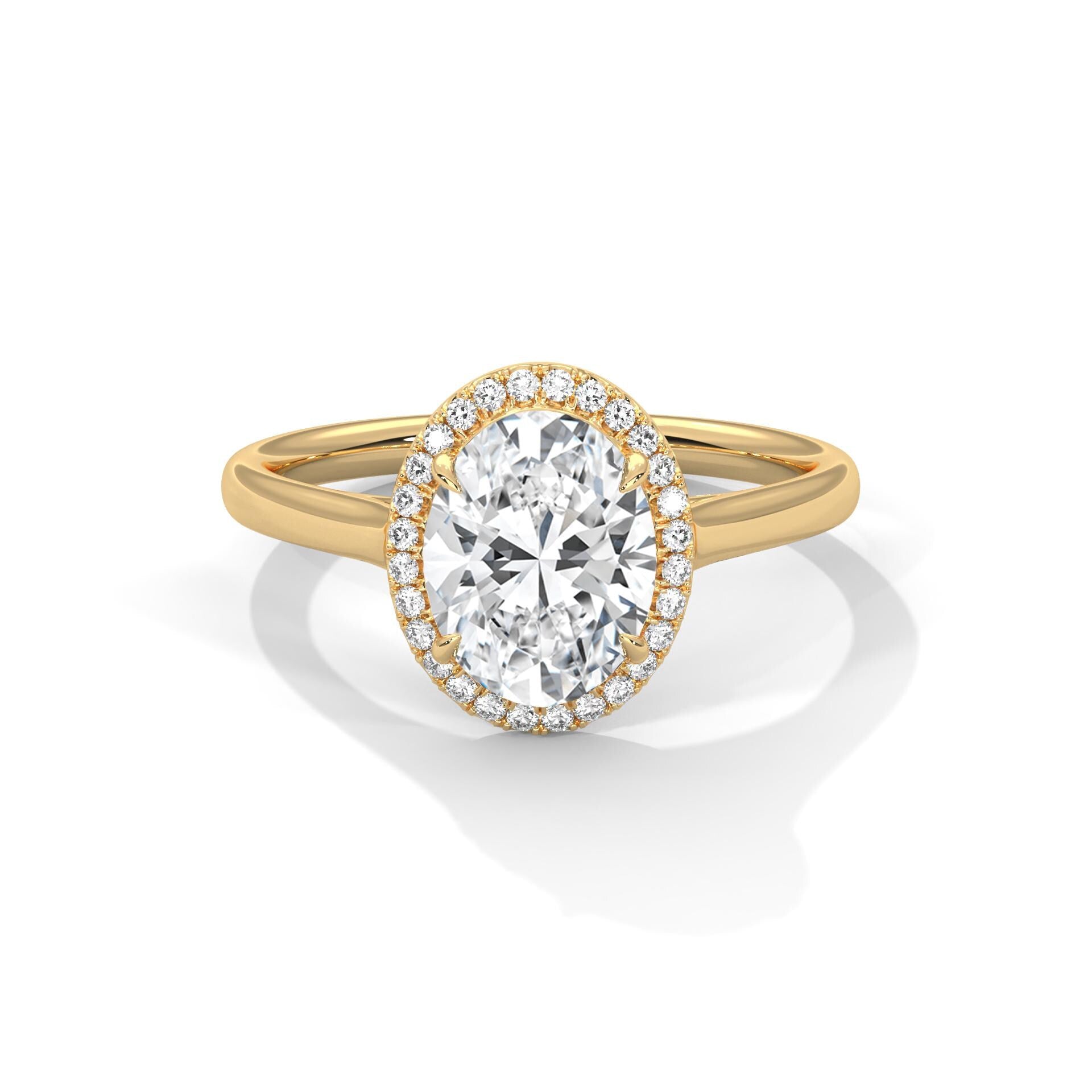 Oval Moissanite Halo Engagement Ring, Sterling Silver Art Deco Statement Ring