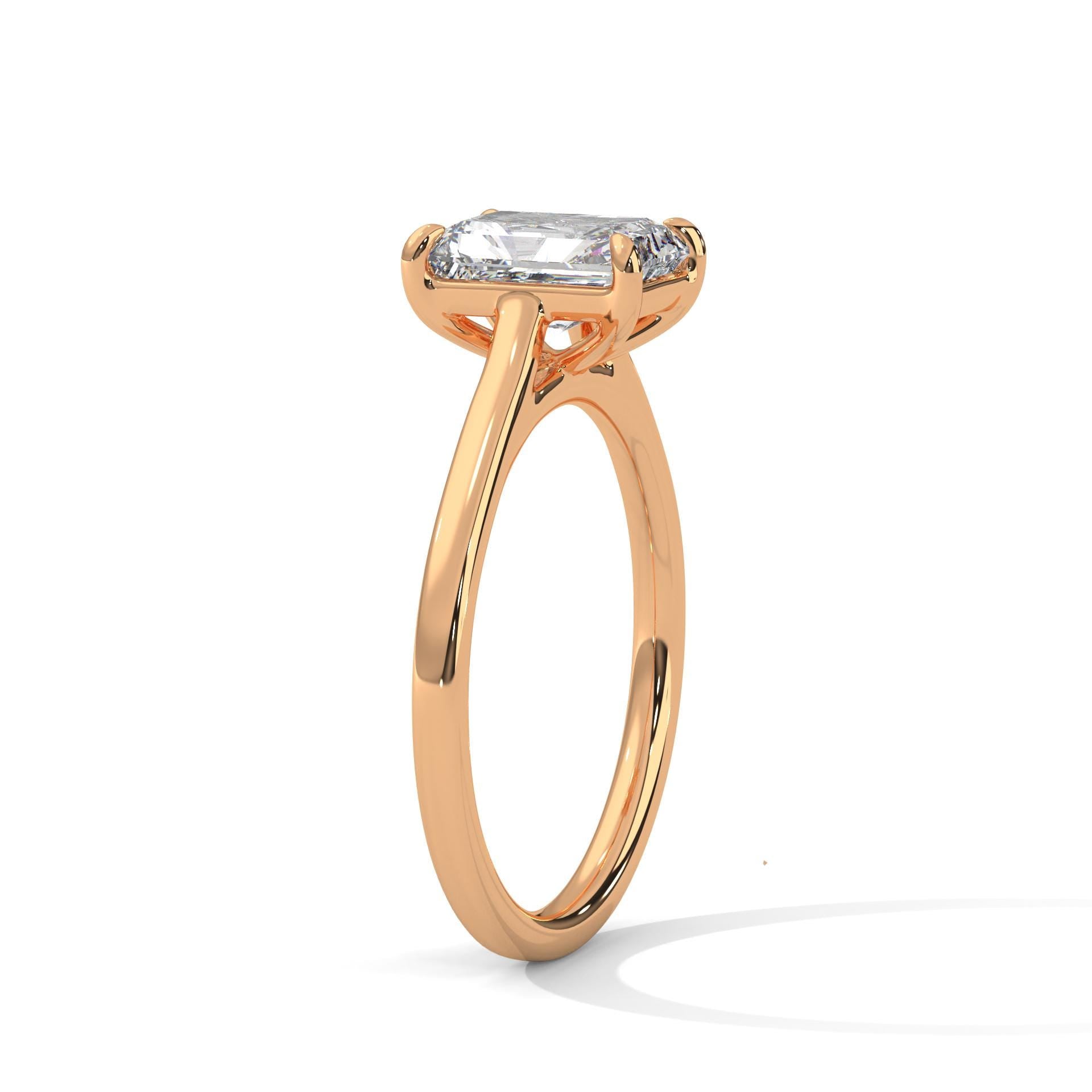 Emerald Cut Moissanite Solitaire Ring, 925 Sterling Silver Promise Bridal Ring