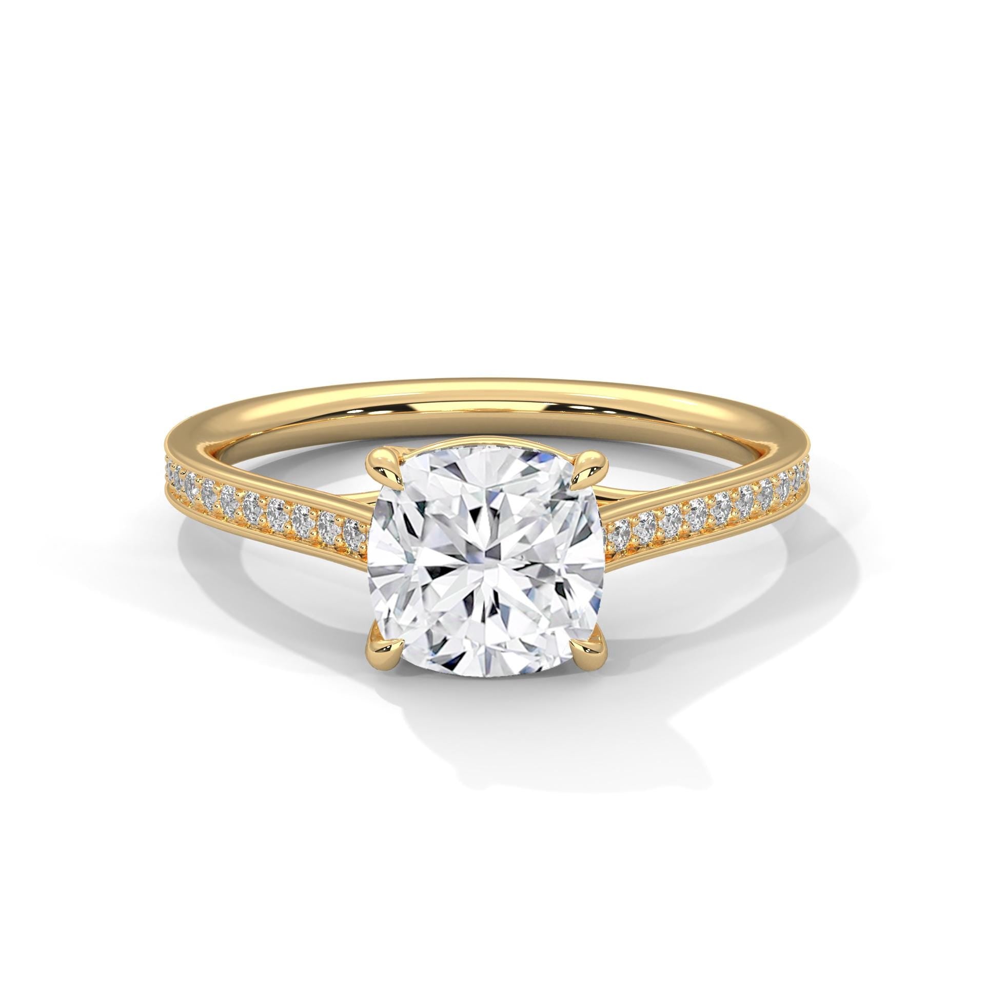 Cushion Cut Moissanite Engagement Ring, Sterling Silver Pave Halo Wedding Band, Anniversary Statement Ring