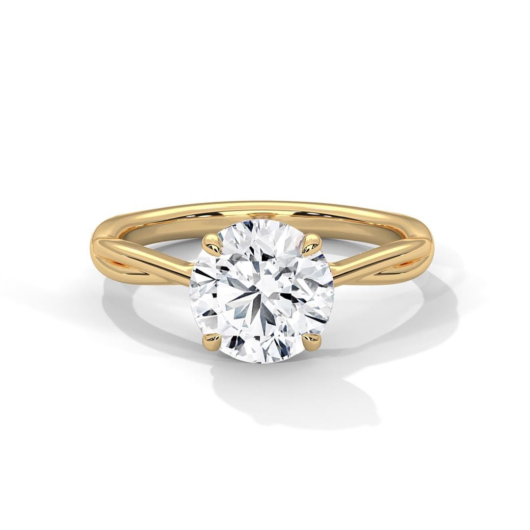 Round Cut Moissanite Engagement Ring, Sterling Silver Twisted Vine Solitaire Dainty Ring