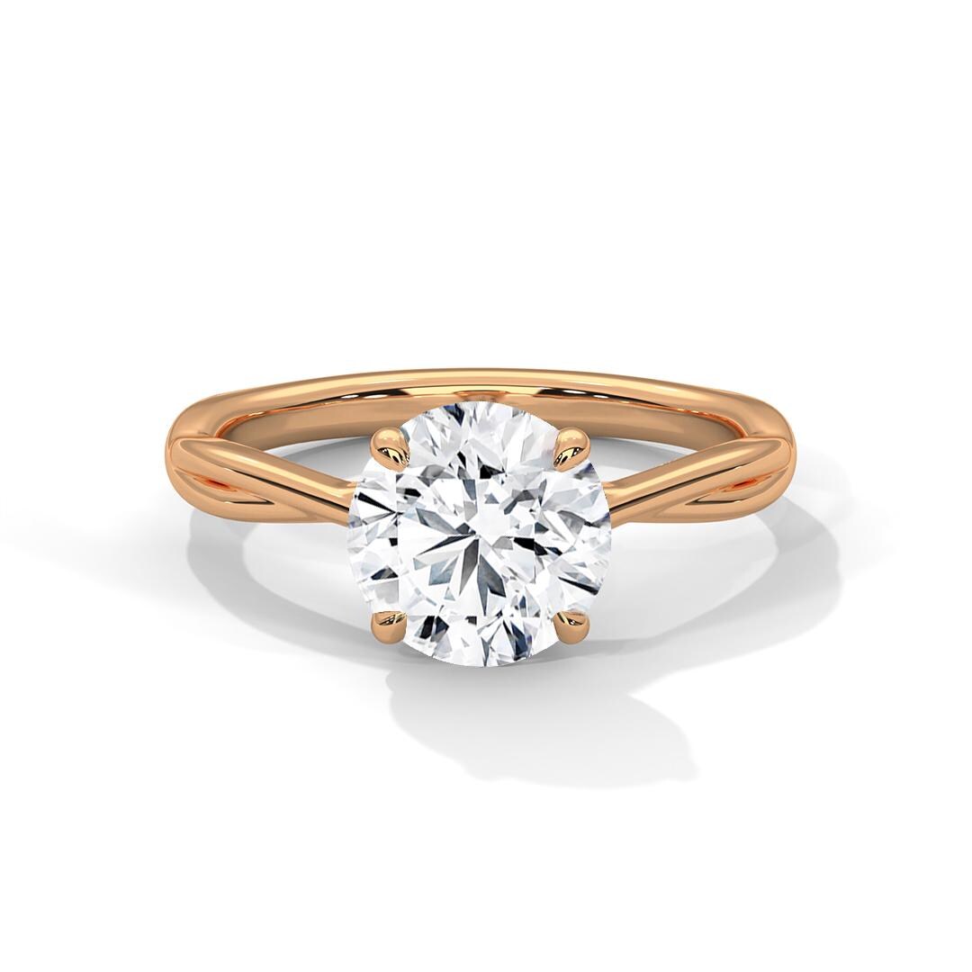 Round Cut Moissanite Engagement Ring, Sterling Silver Twisted Vine Solitaire Dainty Ring