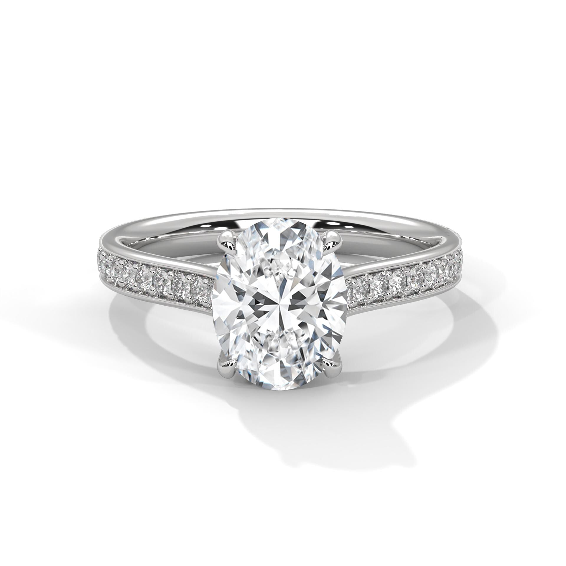 Oval Cut Moissanite Engagement Ring, Solid 925 Sterling Silver, Minimalist Solitaire Promise Ring