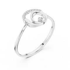 Orbit Moissanite Ring: Sterling Silver Geometric Art Deco Statement Band