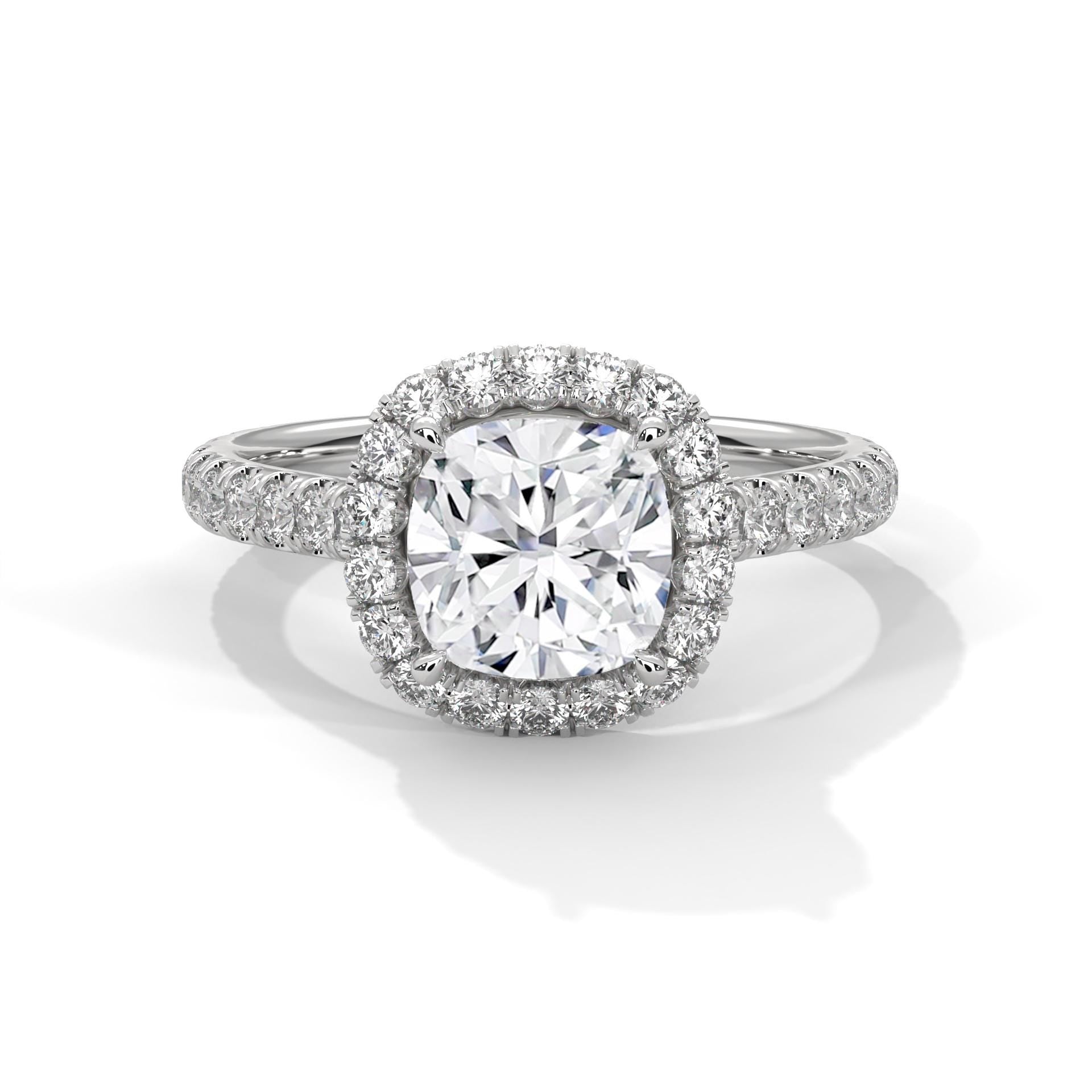 Vintage Cushion Cut Moissanite Engagement Ring, Sterling Silver Art Deco Wedding Statement