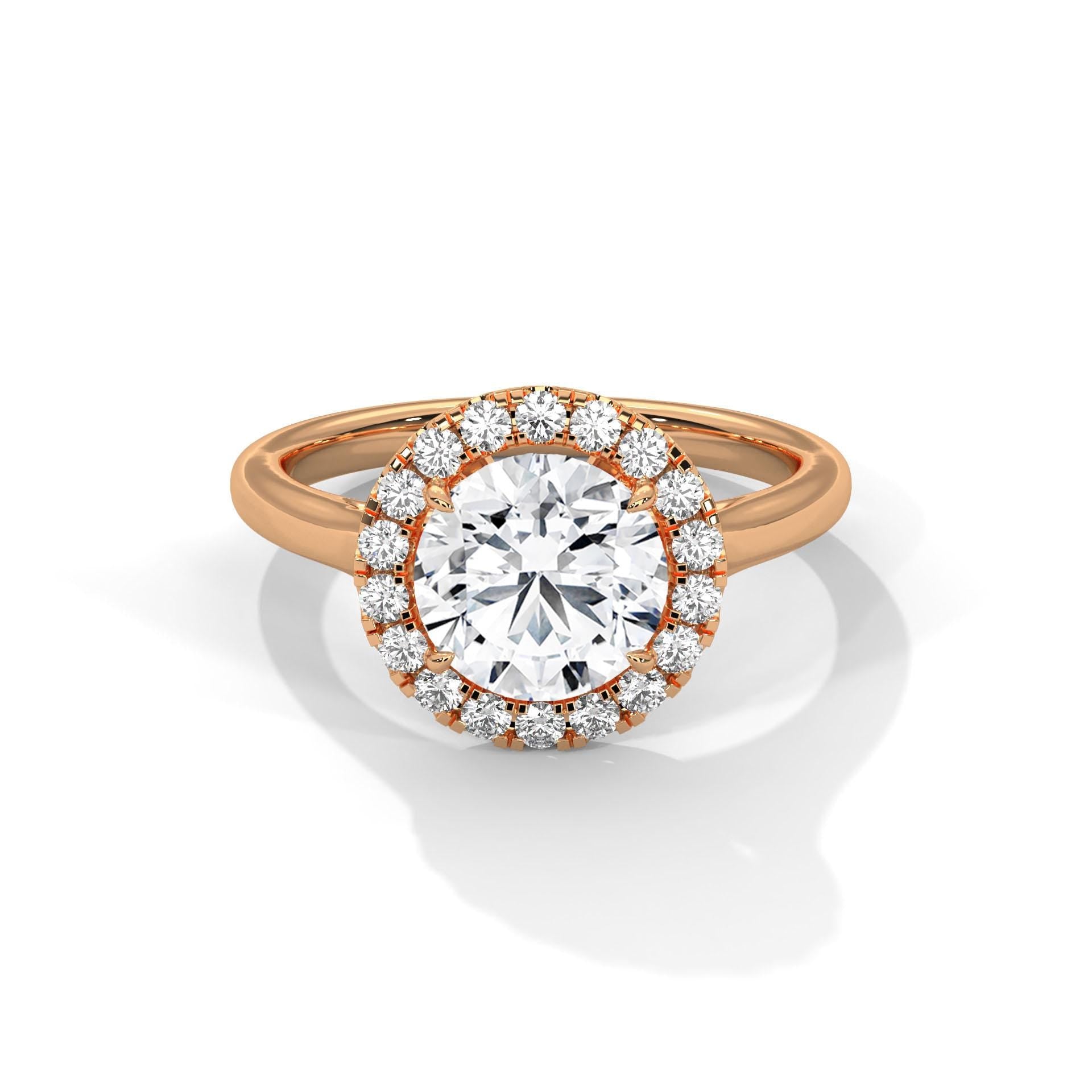 Round Brilliant Moissanite Engagement Ring, 925 Sterling Silver Wedding Band, Dainty Bridal Statement Ring