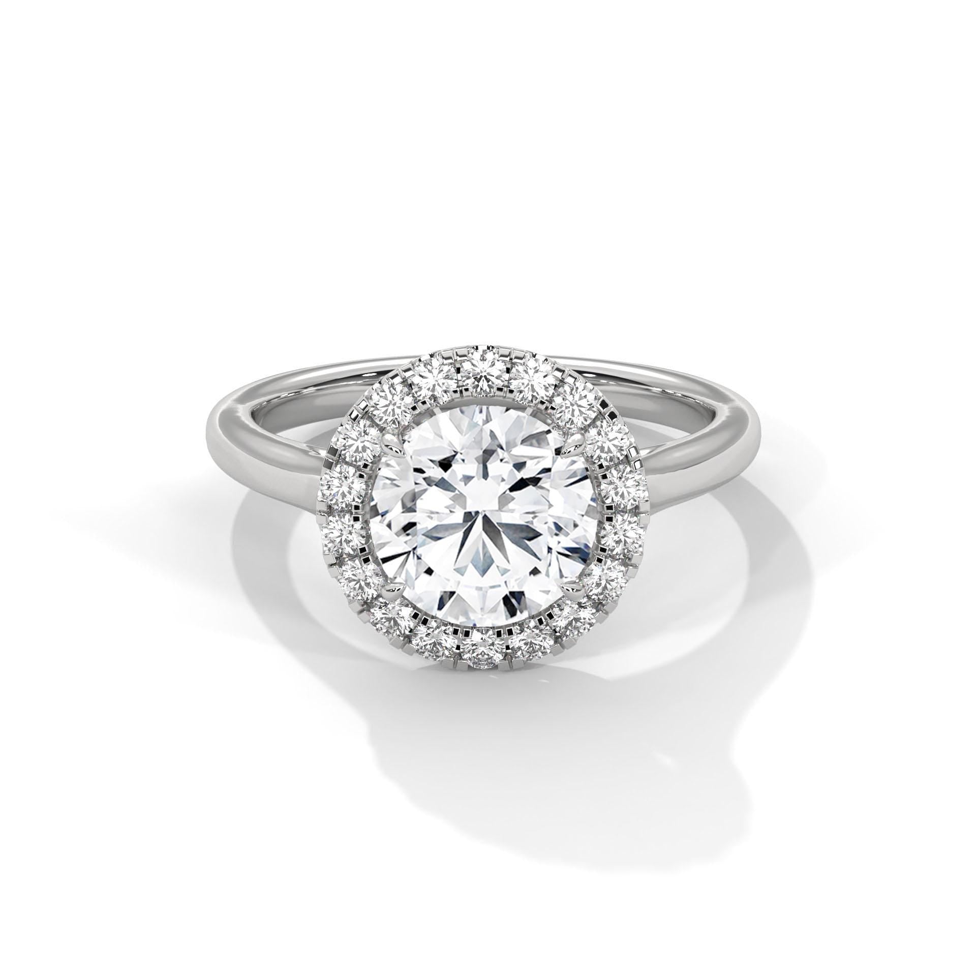 Round Brilliant Moissanite Engagement Ring, 925 Sterling Silver Wedding Band, Dainty Bridal Statement Ring
