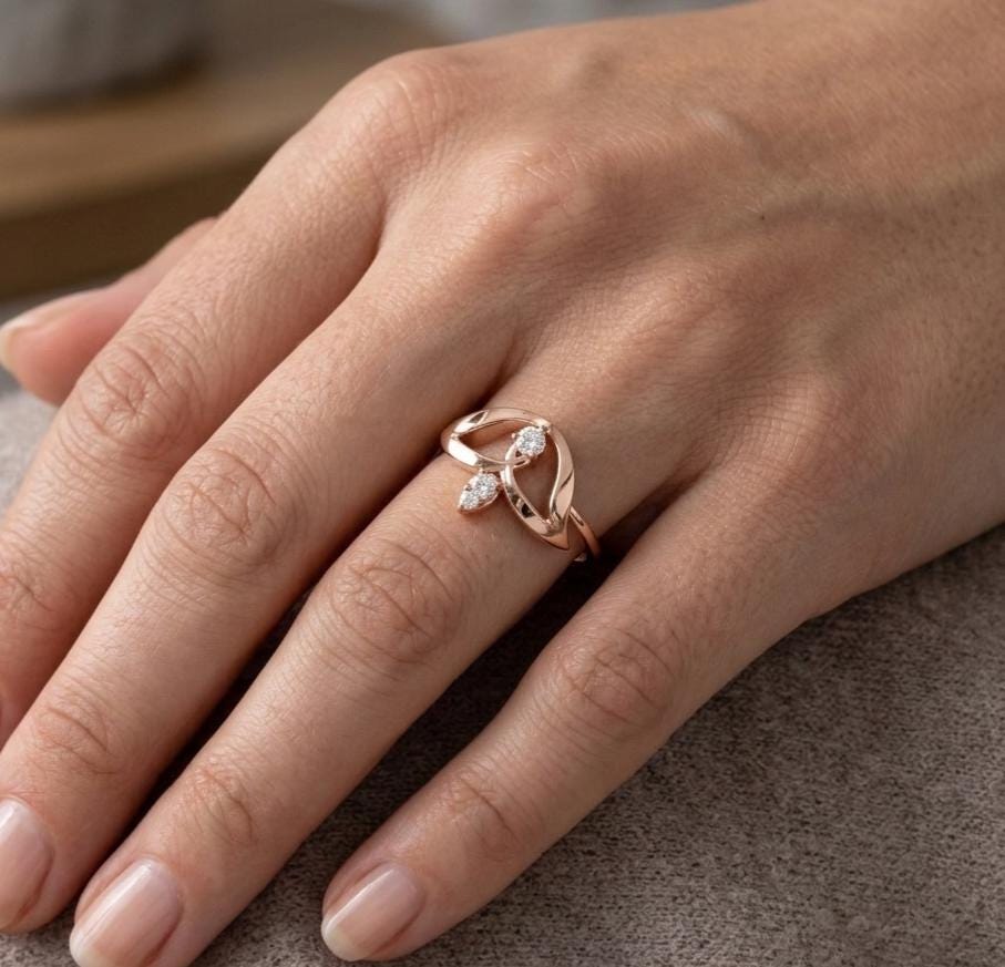 Sterling Silver Moissanite Ring Delicate Round Cut, Minimalist Statement Band