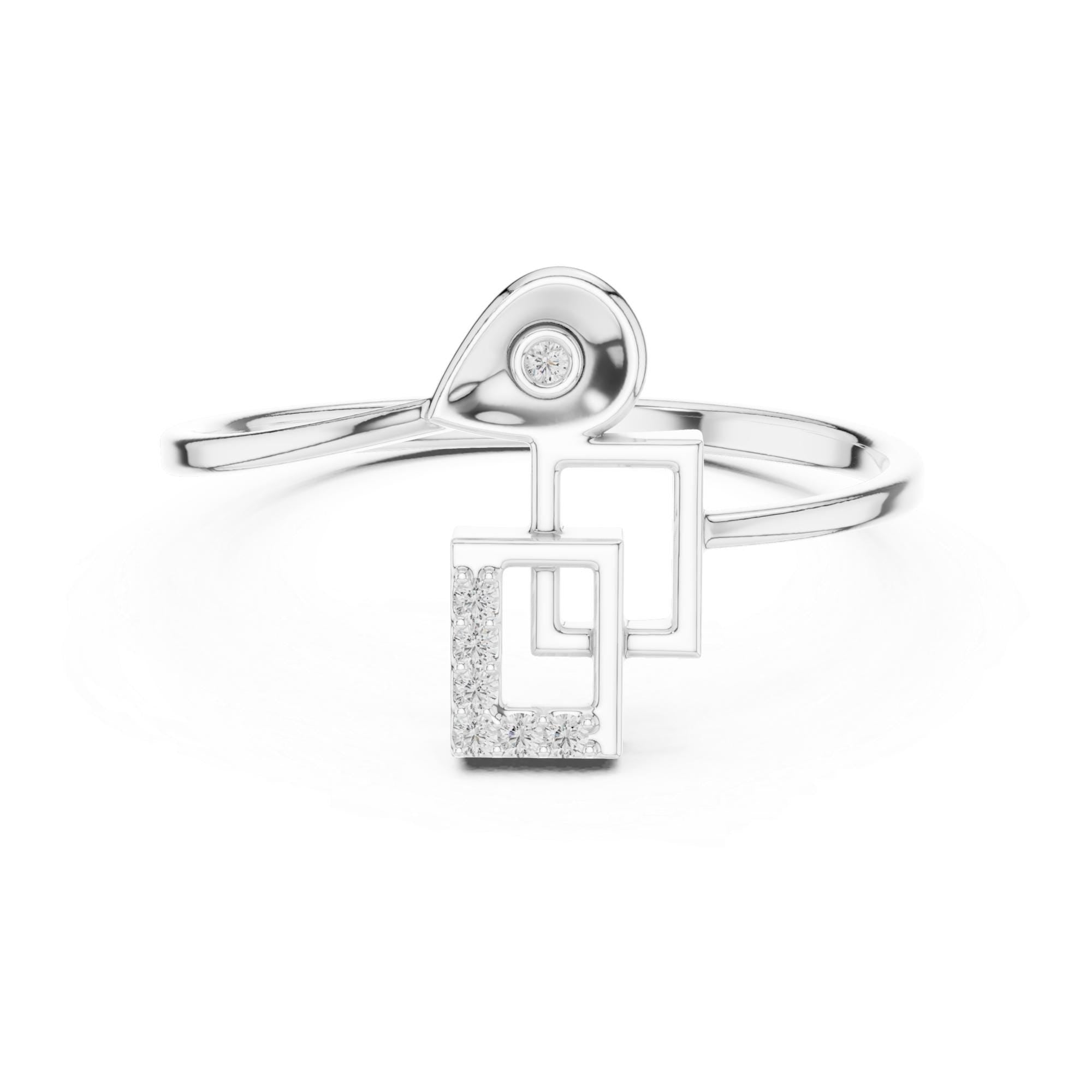 Dangle Drop Moissanite Ring – 925 Sterling Silver Abstract Swirl Band