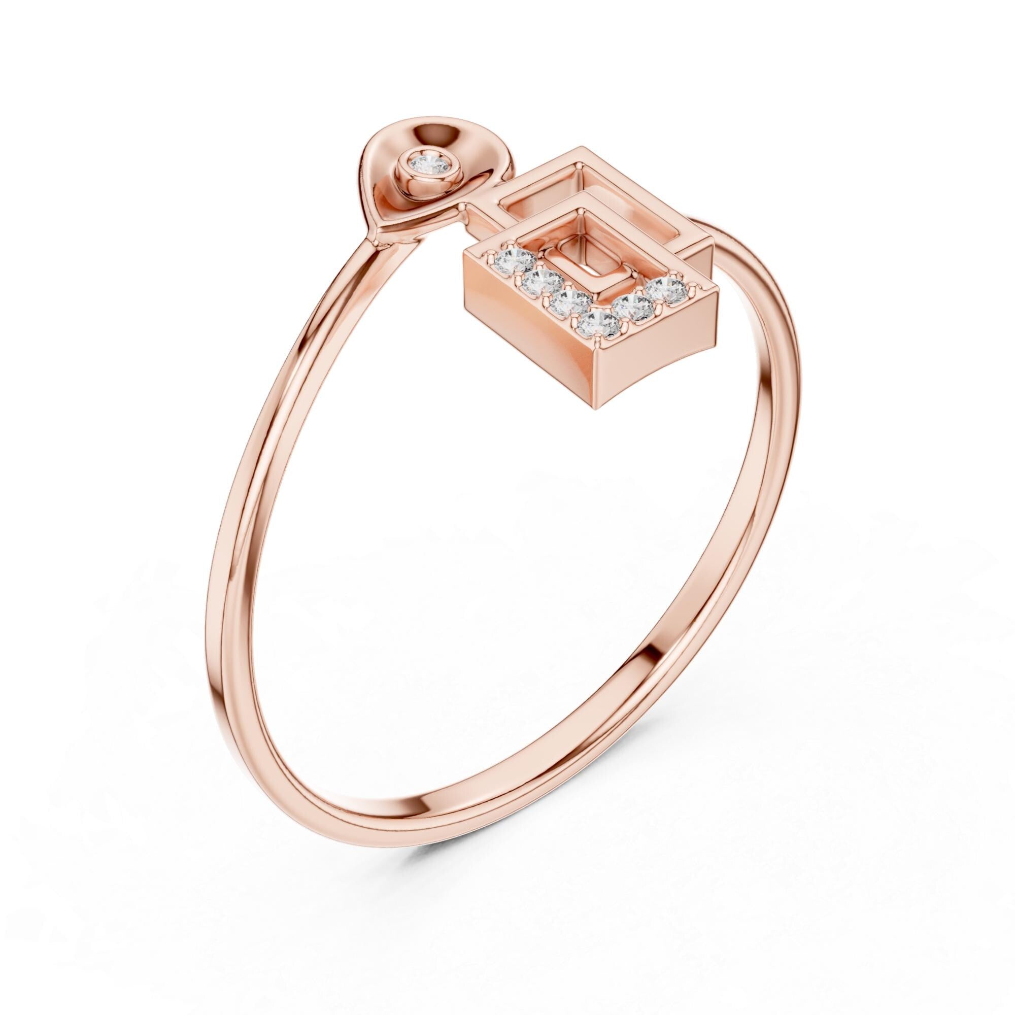 Dangle Drop Moissanite Ring – 925 Sterling Silver Abstract Swirl Band