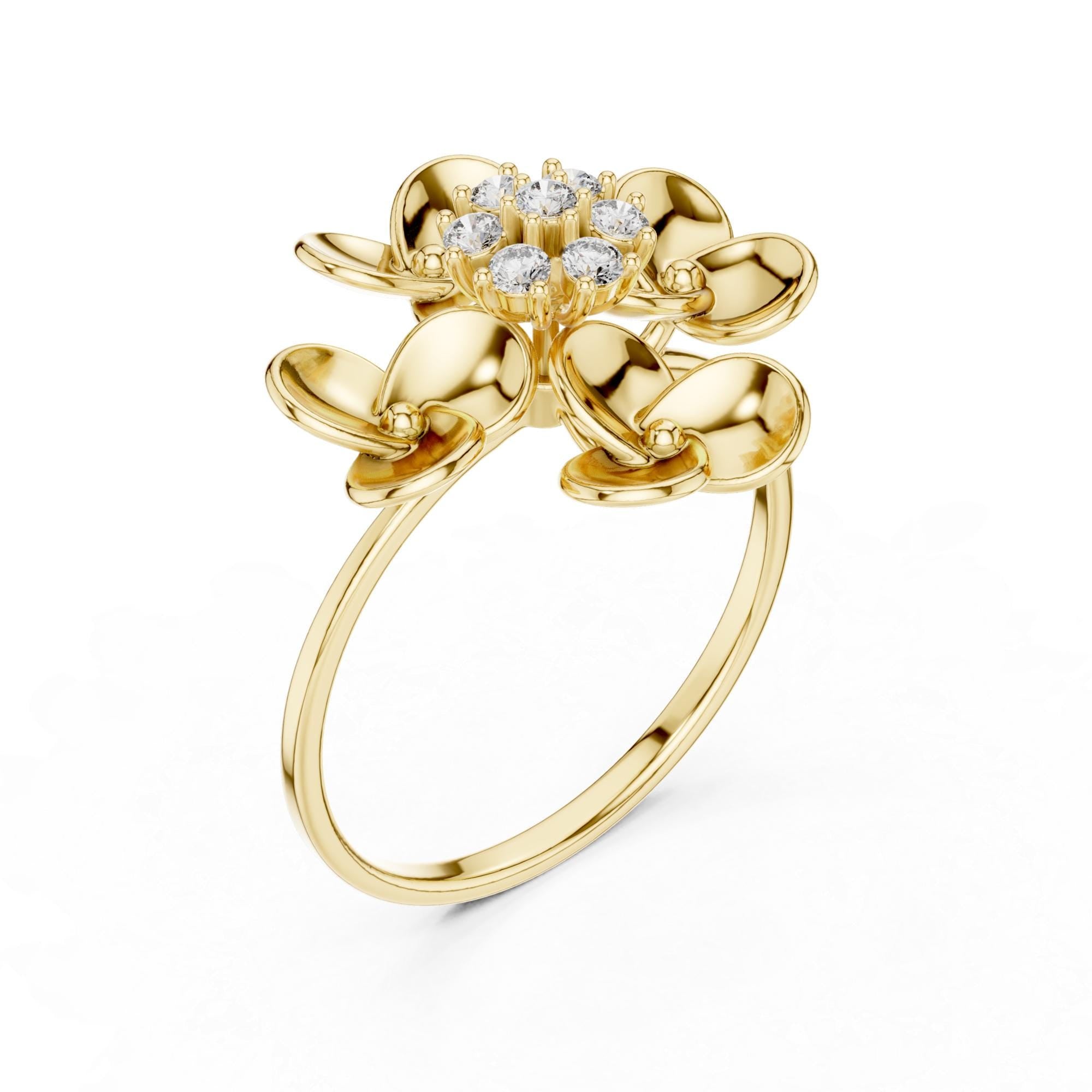 Floral Moissanite Ring – 925 Sterling Silver Lotus Petal Mounting Bridal Ring