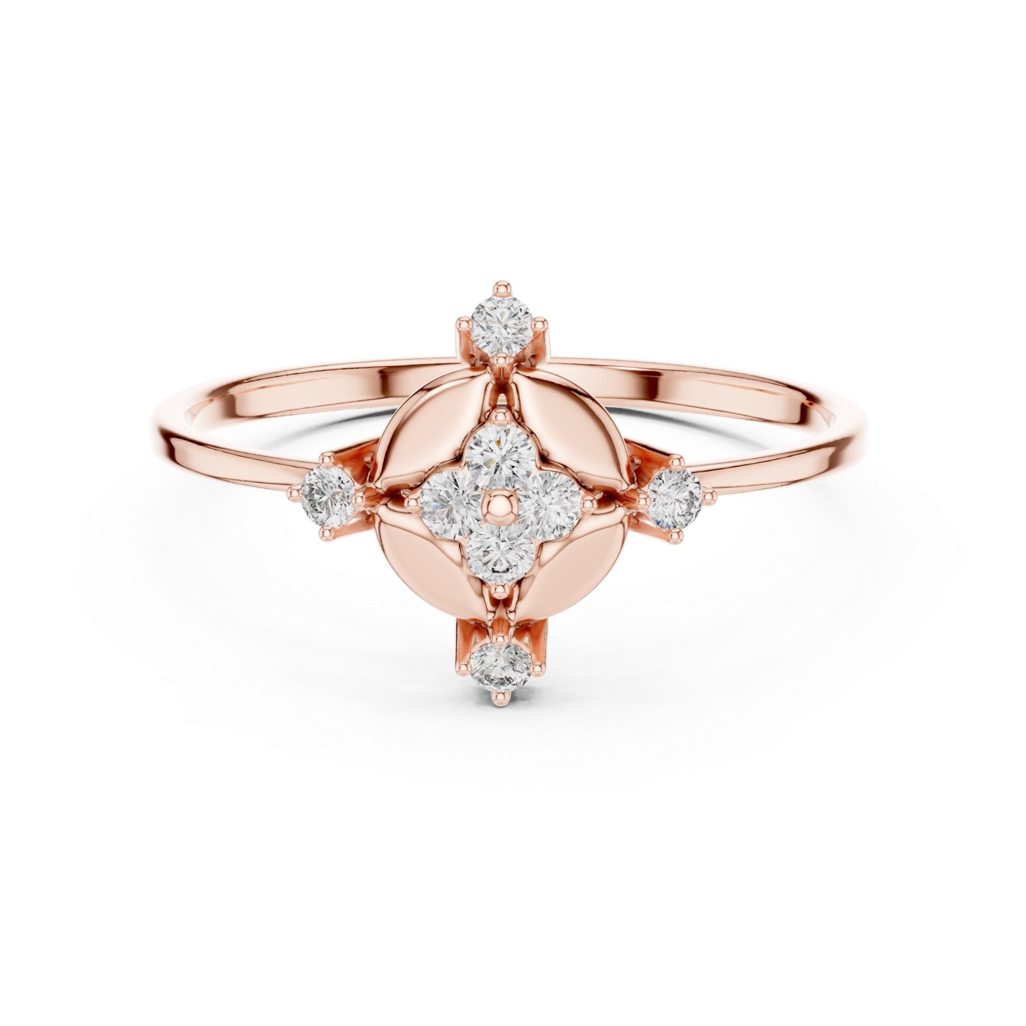 Victorian Style Moissanite Ring – Sterling Silver Geometric North Star Bridal Band