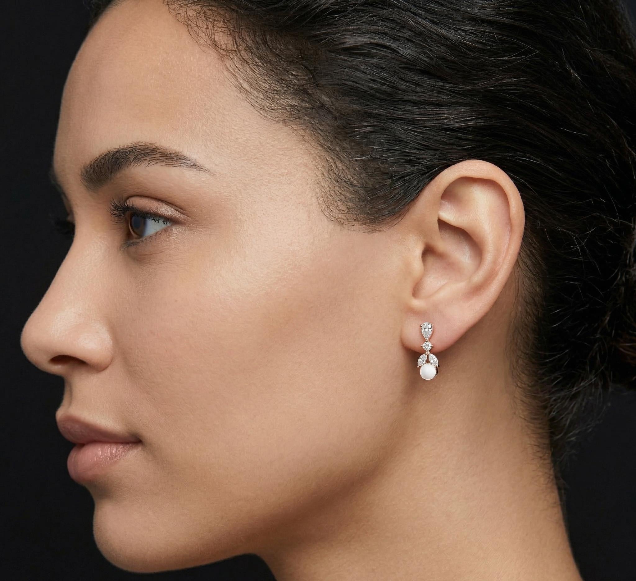 Marquise Cut Moissanite Drop Earrings, 925 Sterling Silver, Art Deco Statement