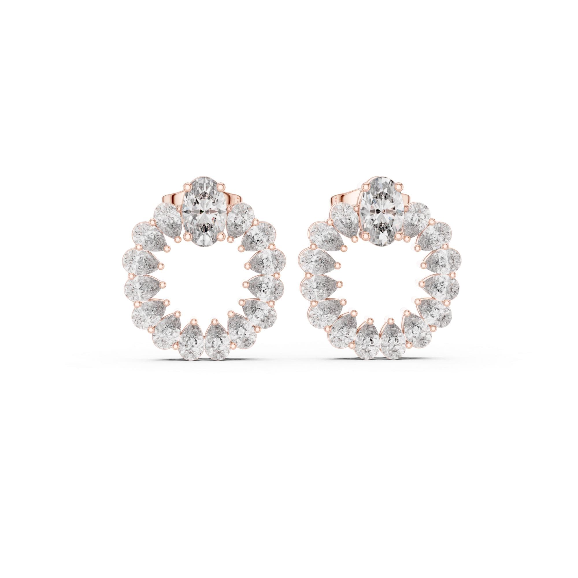 Moissanite Halo Stud Earrings, Oval Cut Sterling Silver, Dainty Modern Bridal Wedding Statement Jewelry