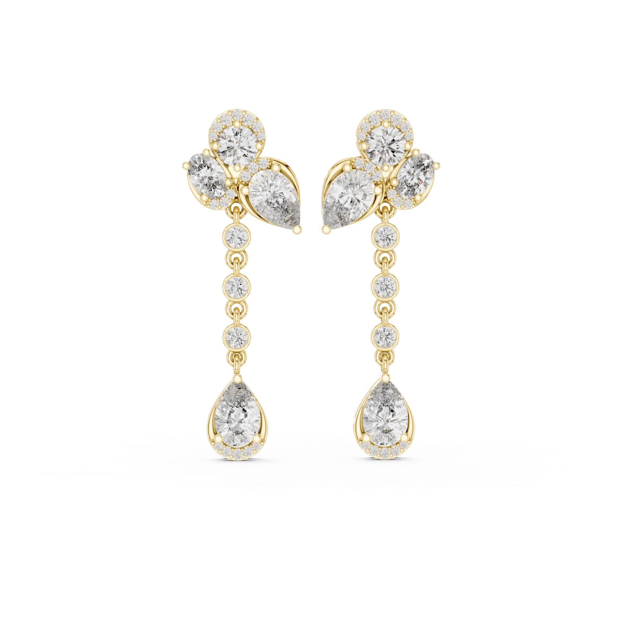 Moissanite Drop Earrings, 925 Sterling Silver, Art Deco Statement Bridal Jewelry