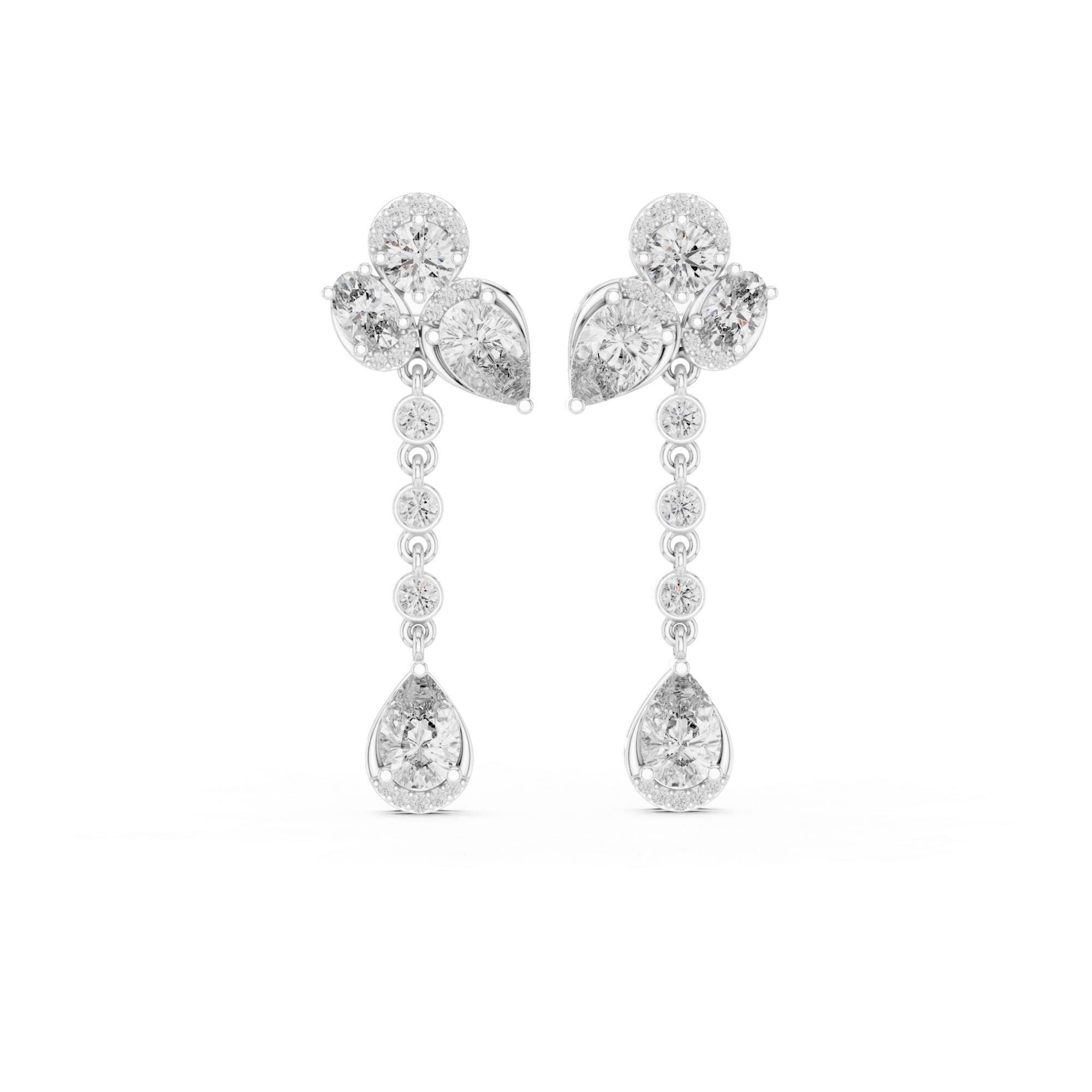 Moissanite Drop Earrings, 925 Sterling Silver, Art Deco Statement Bridal Jewelry