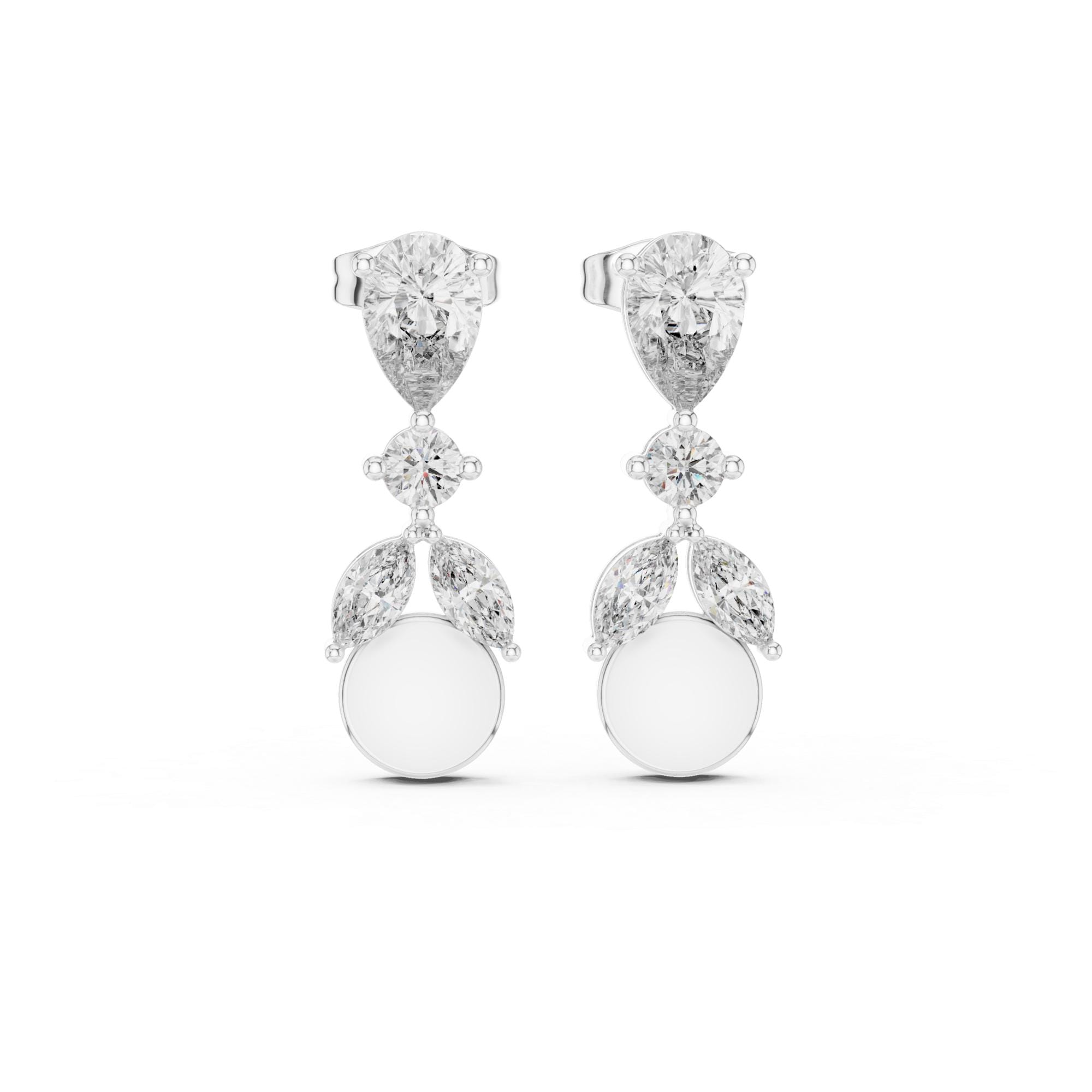 Marquise Cut Moissanite Drop Earrings, 925 Sterling Silver, Art Deco Statement