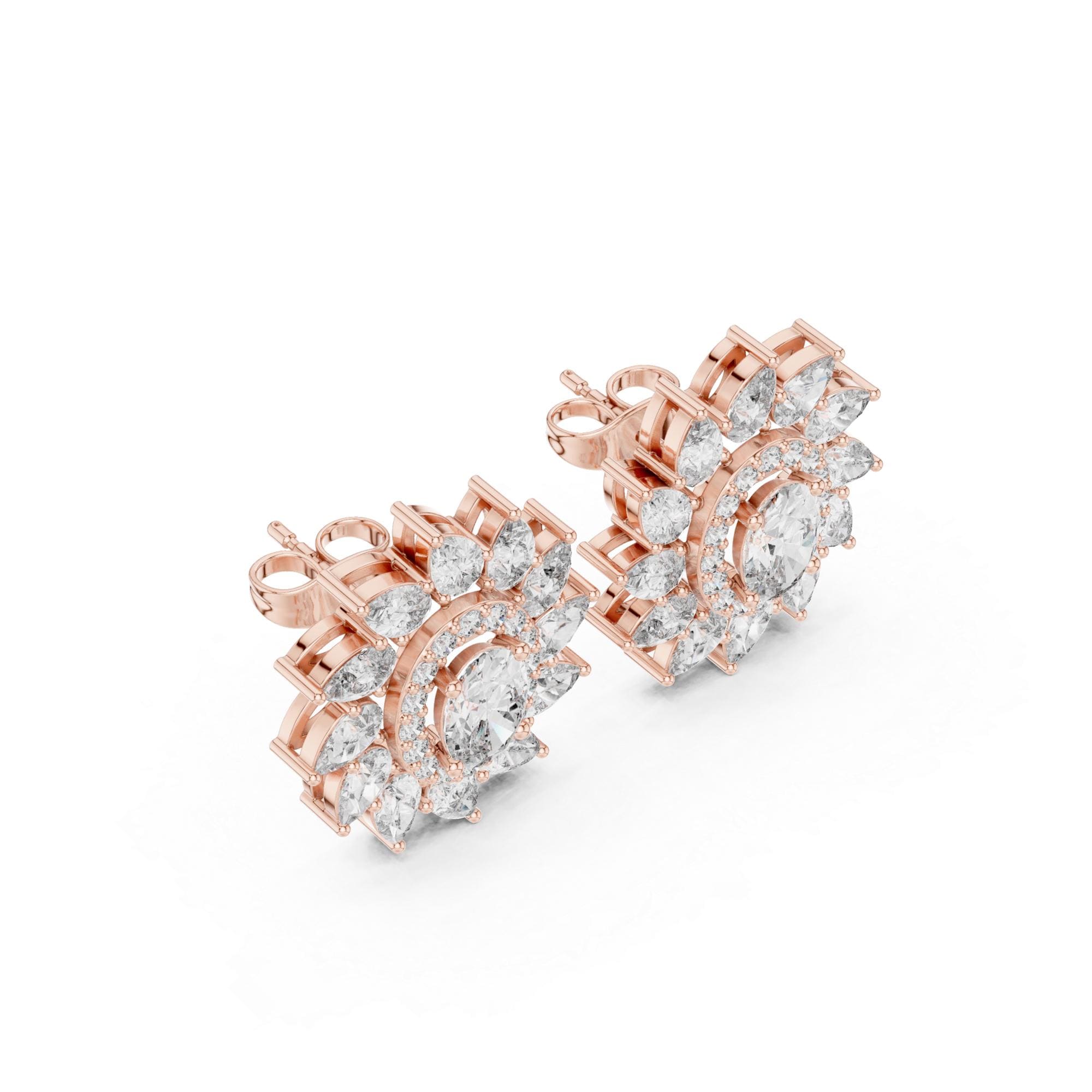 Sunflower Moissanite Earrings, Sterling Silver Starburst Art Deco Statement Bridal Jewelry