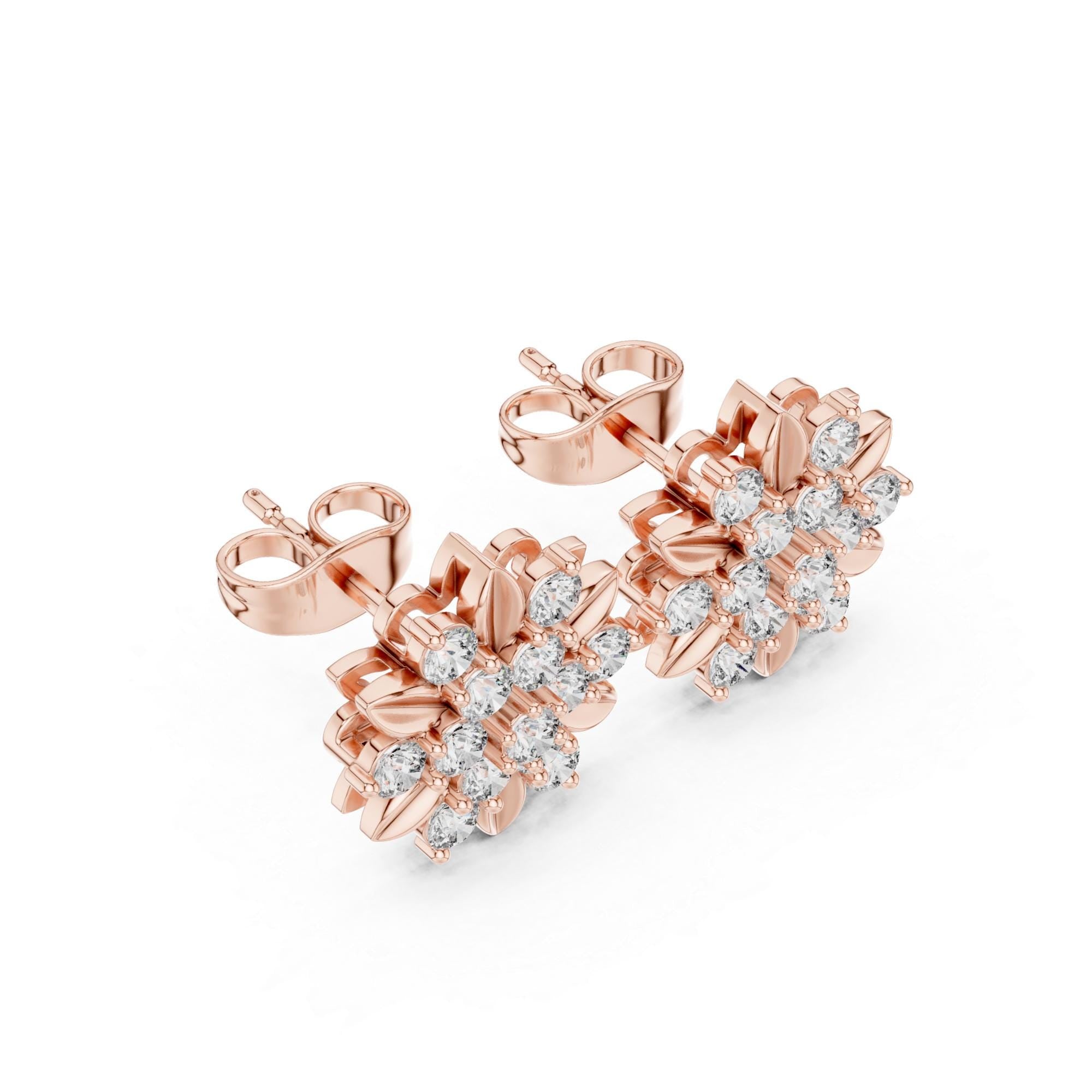 Floral Moissanite Stud Earrings, 925 Sterling Silver Flower Sparkle, Elegant Small Cluster