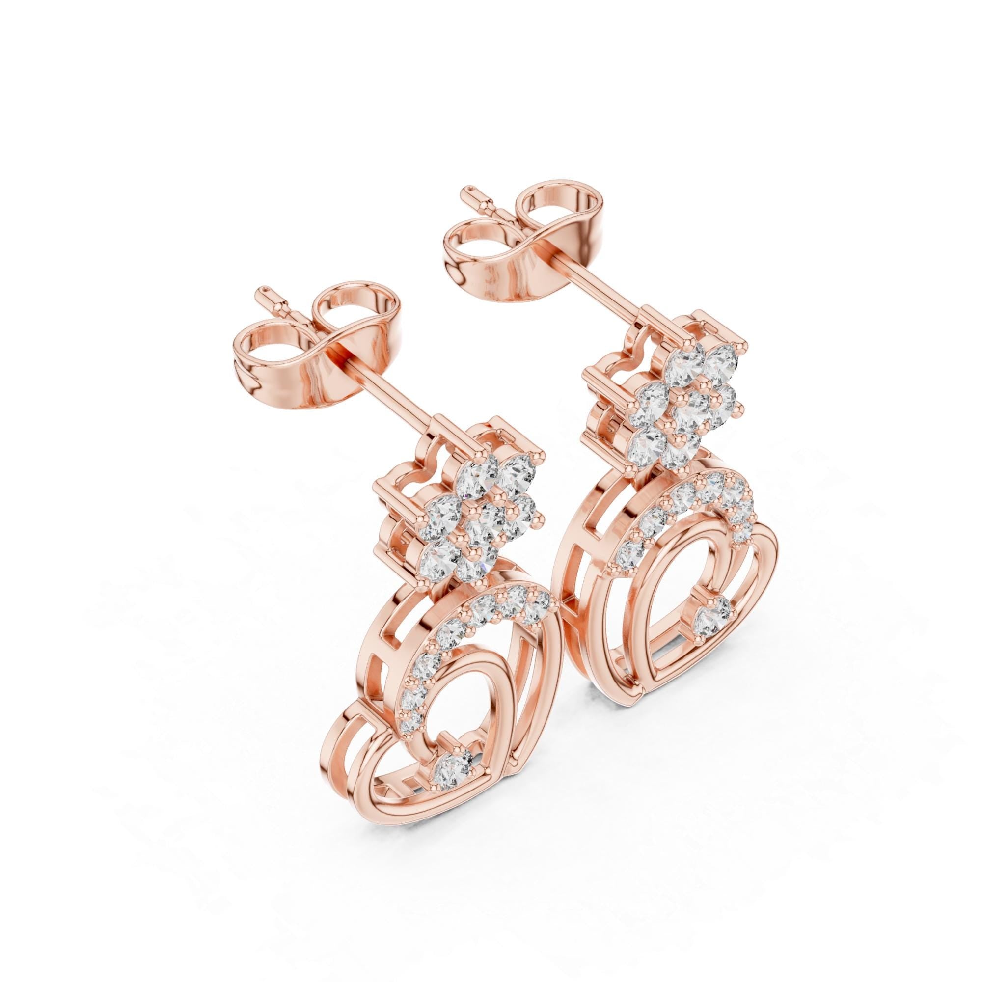 Double Heart Moissanite Stud Earrings, 925 Sterling Silver, Flower Accent, Hypoallergenic, Luxury Fashion Earrings