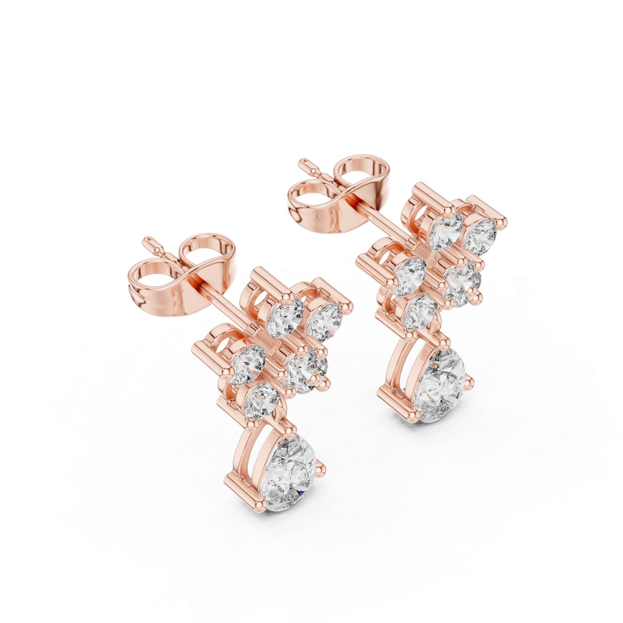 Dainty Moissanite Flower Drop Earrings, 925 Sterling Silver, Pear Cut Dangle Minimalist Floral Earrings