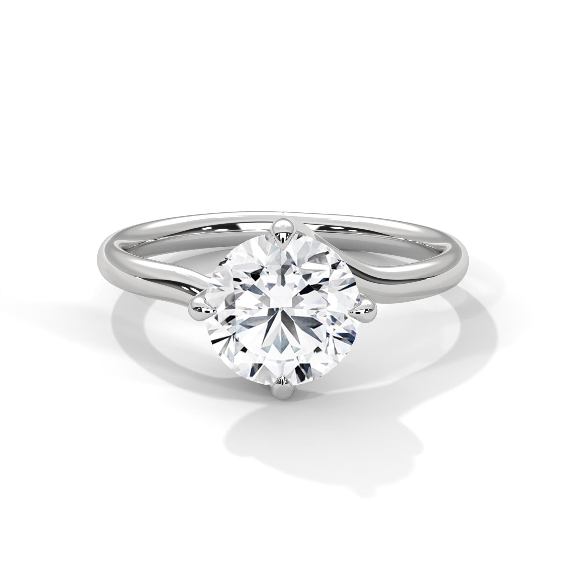 Round Cut Moissanite Engagement Ring, Rose Gold Sterling Silver Solitaire Promise Wedding Ring