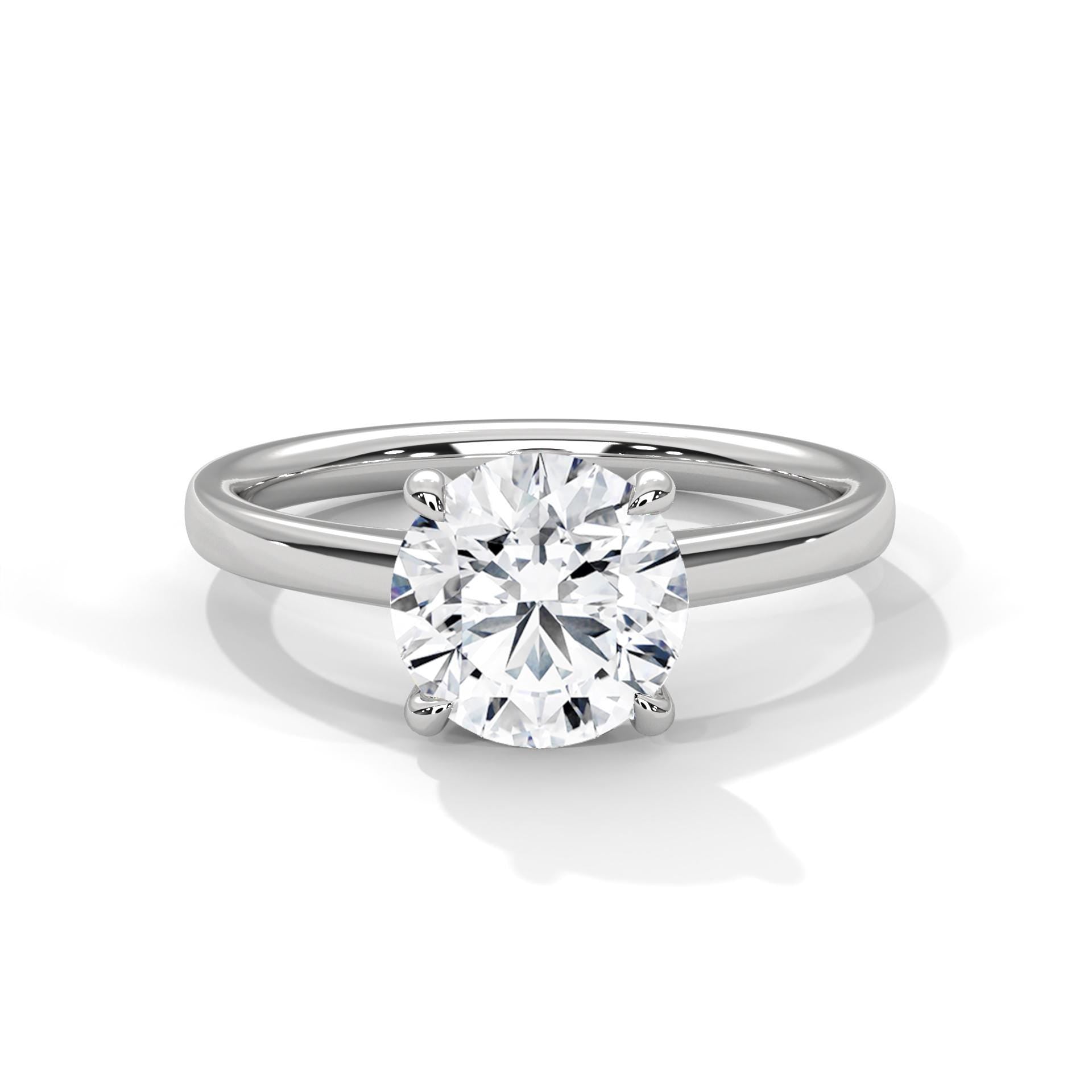 Round Cut Moissanite Solitaire Ring, 925 Sterling Silver Dainty Band