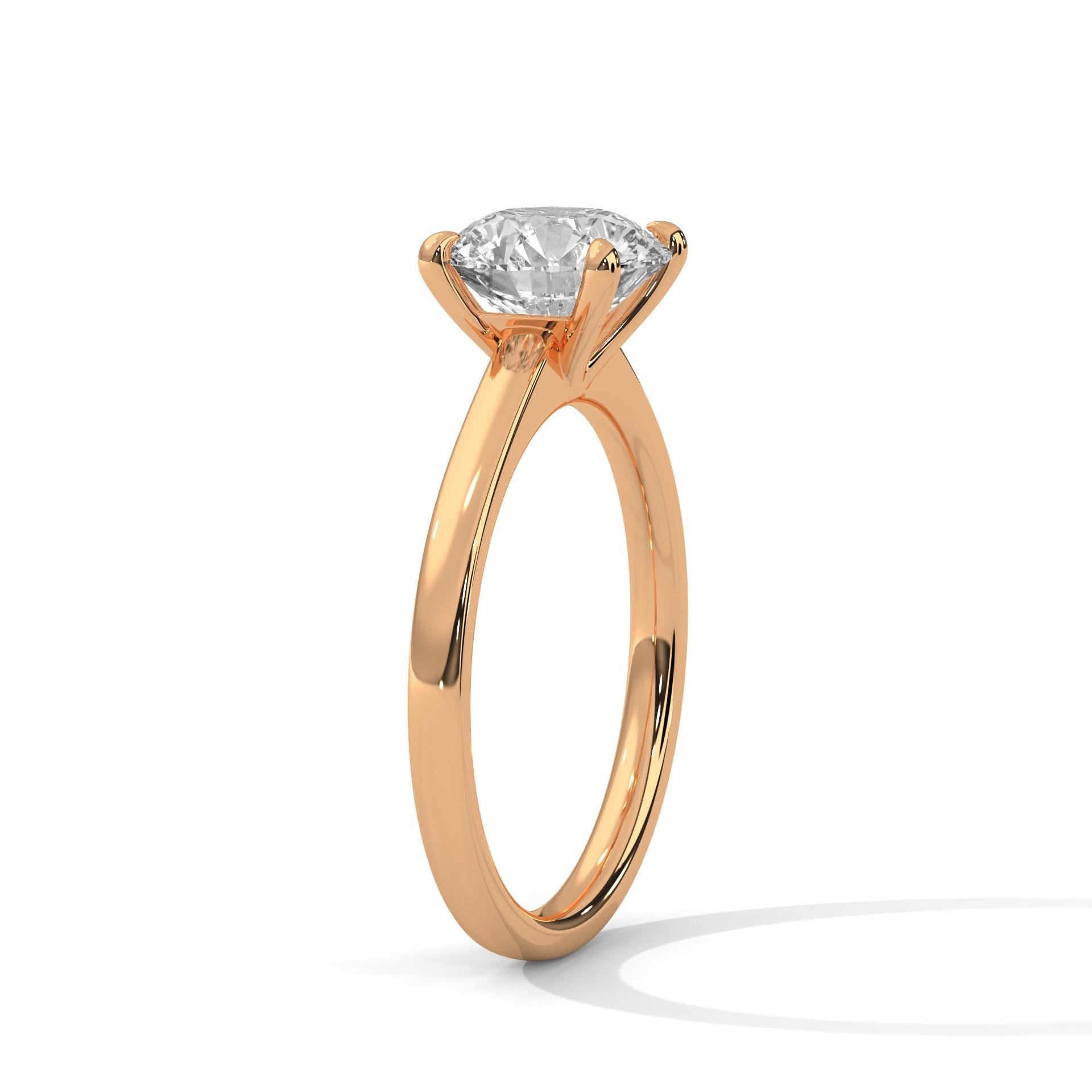 Round Cut Moissanite Solitaire Ring, 925 Sterling Silver Dainty Band