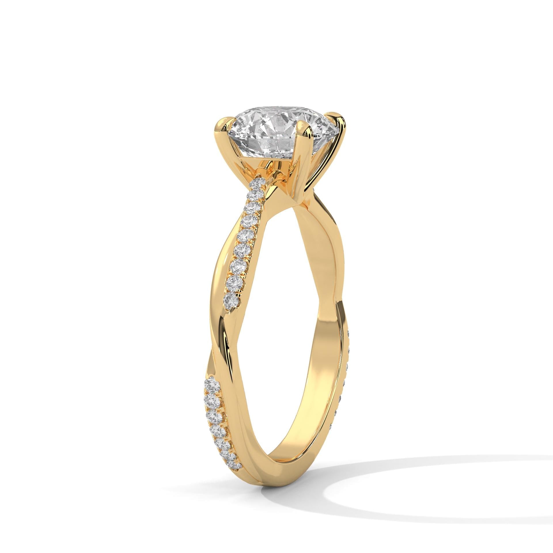 Round Moissanite Engagement Ring, Sterling Silver Twisted Vine Wedding Band, Anniversary Statement Ring