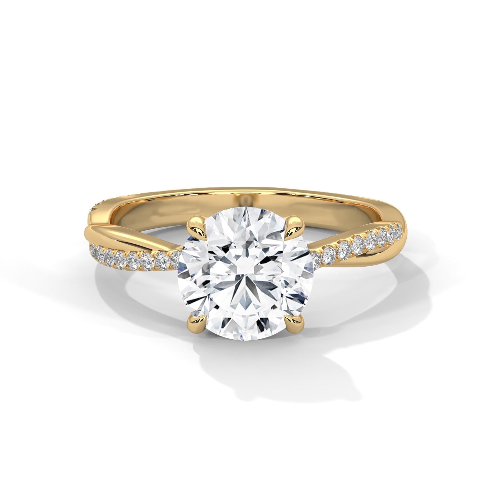 Round Moissanite Engagement Ring, Sterling Silver Twisted Vine Wedding Band, Anniversary Statement Ring