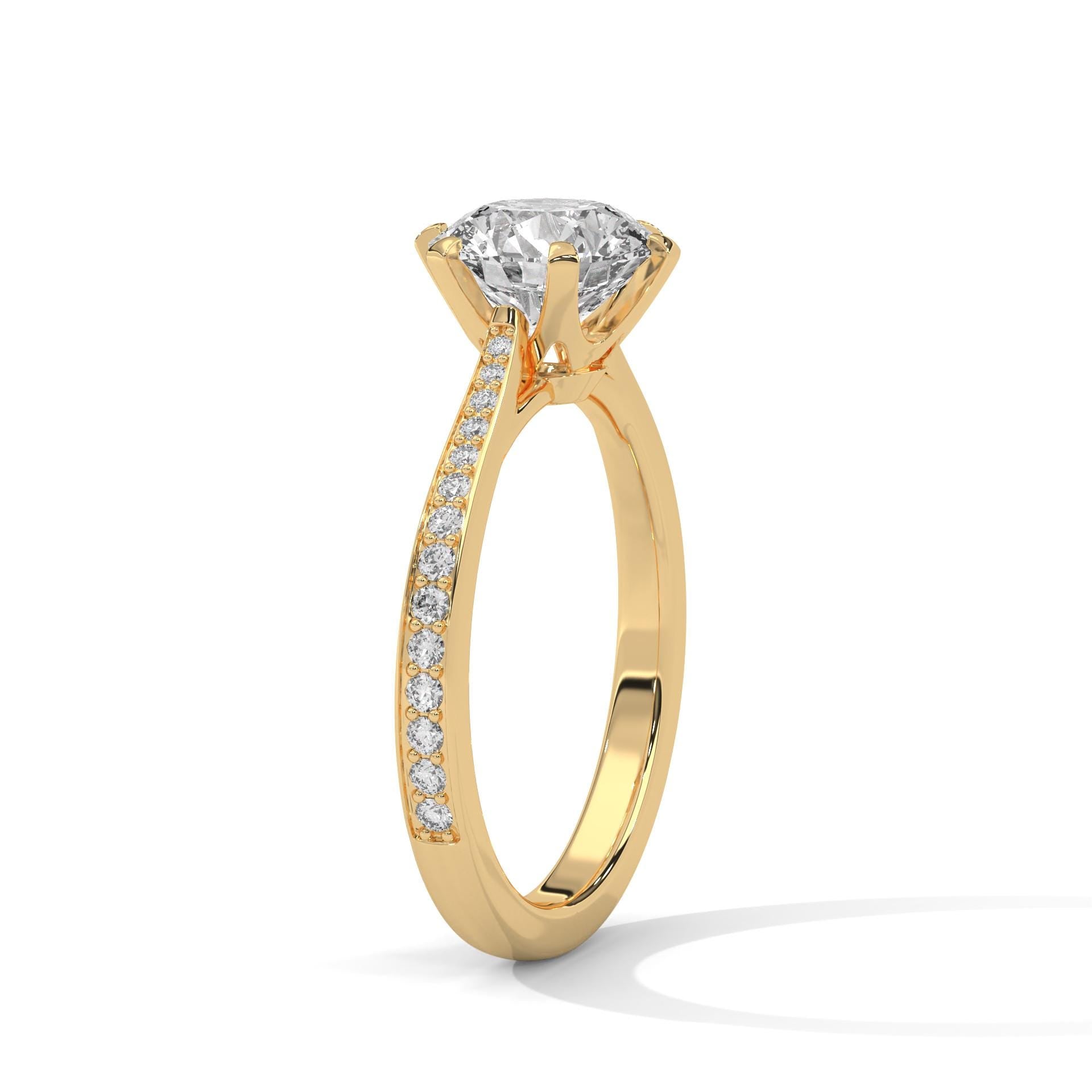 Round Cut Moissanite Engagement Ring, Sterling Silver Statement Wedding Band
