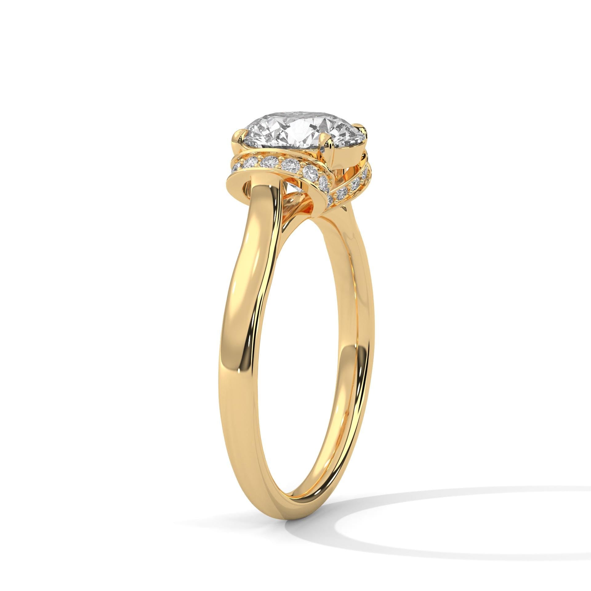 Round Cut Moissanite Halo Engagement Ring, 925 Sterling Silver Wedding Band