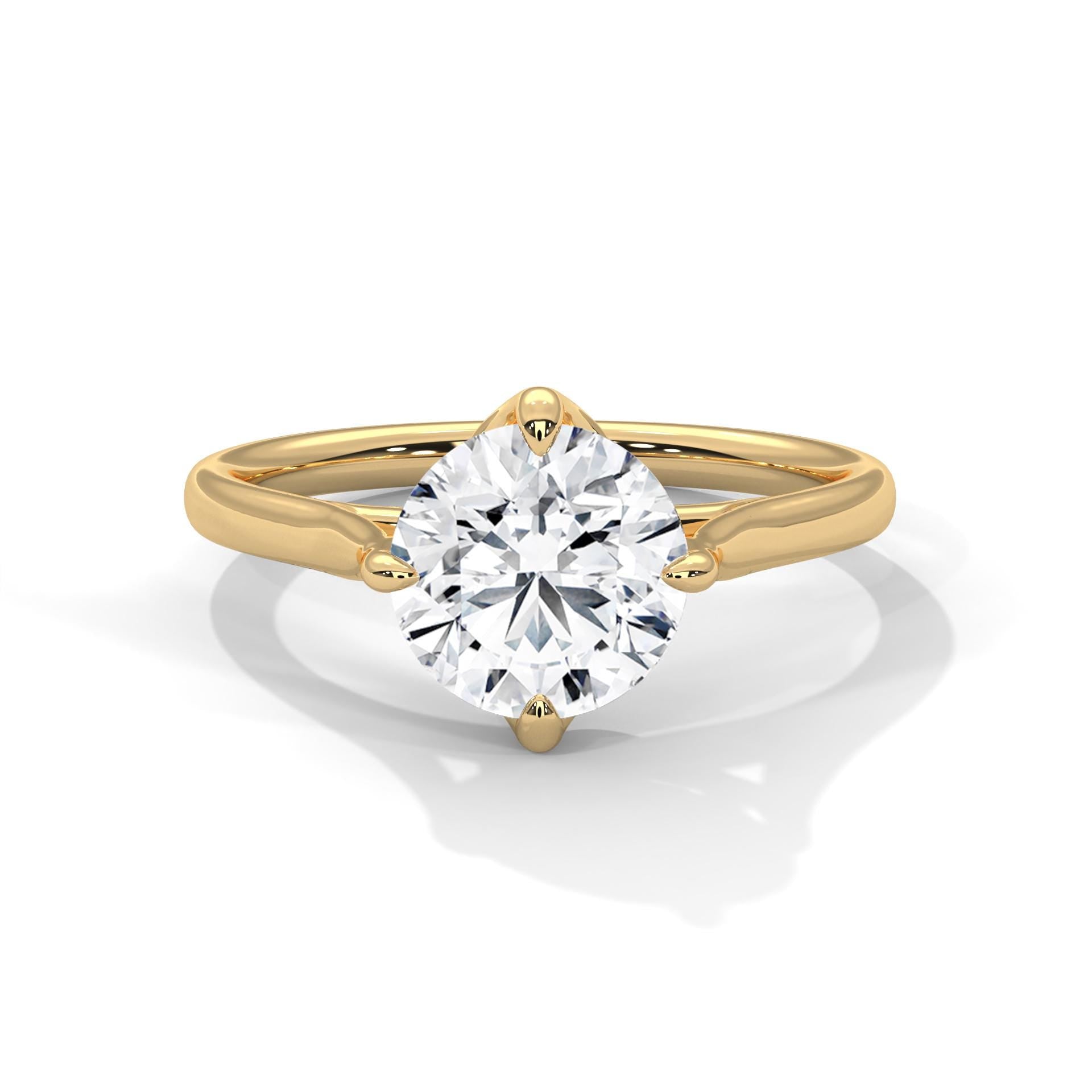 Round Brilliant Moissanite Engagement Ring, 925 Sterling Silver Solitaire Wedding Band