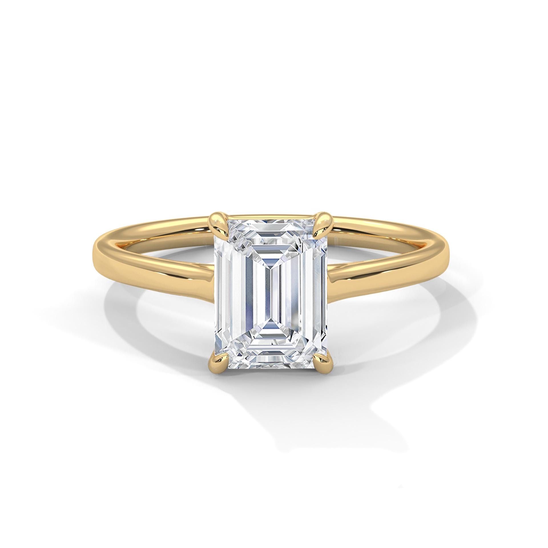 Emerald Cut Moissanite Solitaire Ring, 925 Sterling Silver Promise Bridal Ring