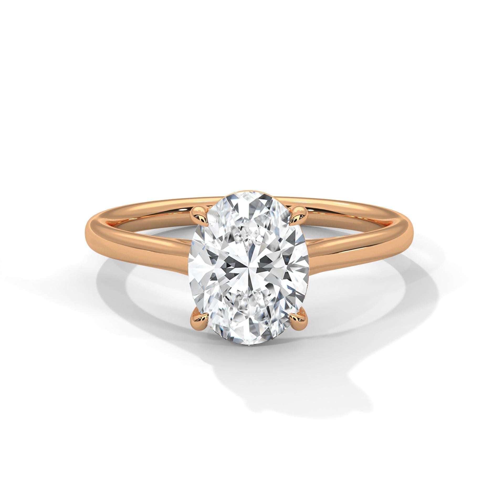 Oval Cut Moissanite Engagement Ring, Solid 925 Sterling Silver, Minimalist Solitaire Statement Ring
