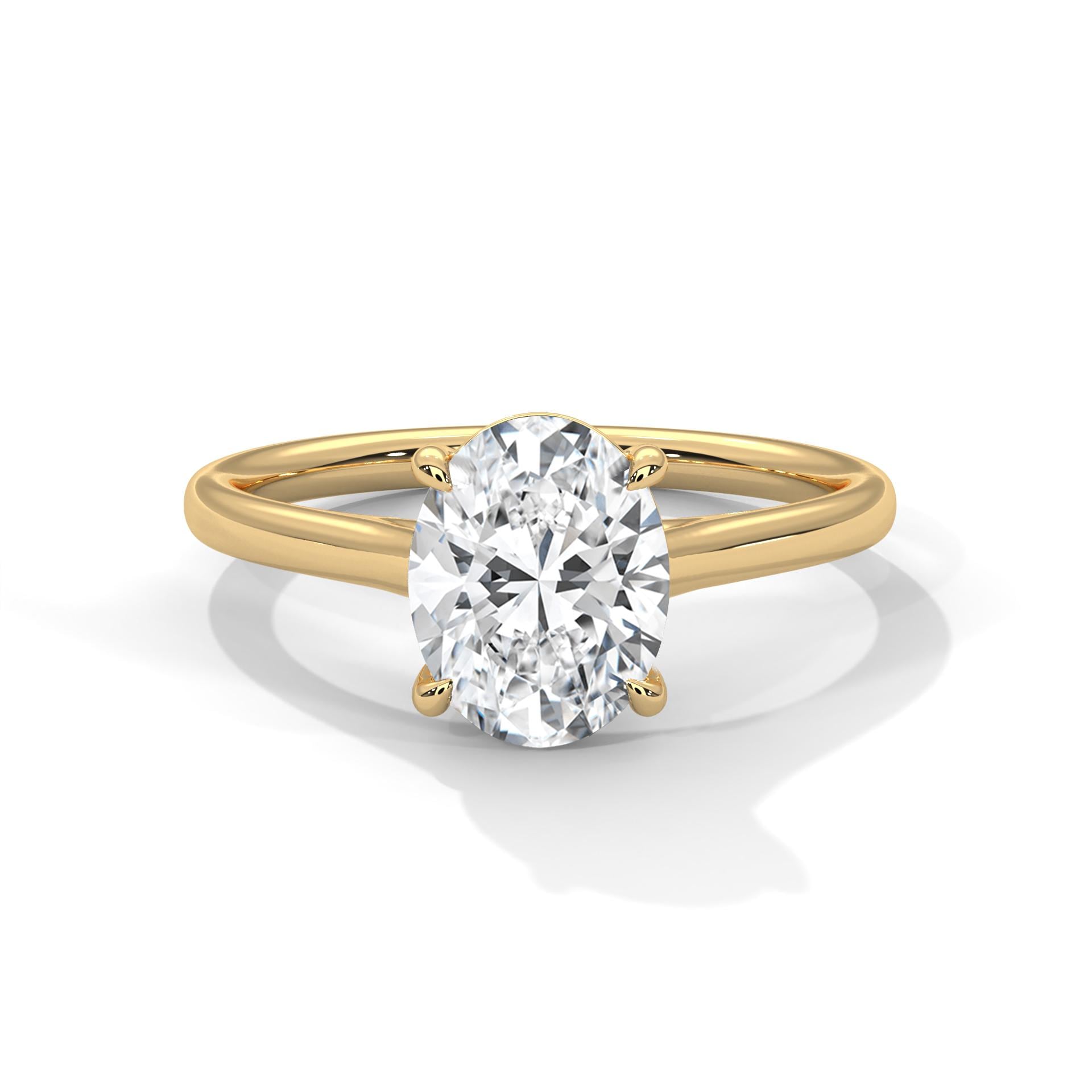 Oval Cut Moissanite Engagement Ring, Solid 925 Sterling Silver, Minimalist Solitaire Statement Ring