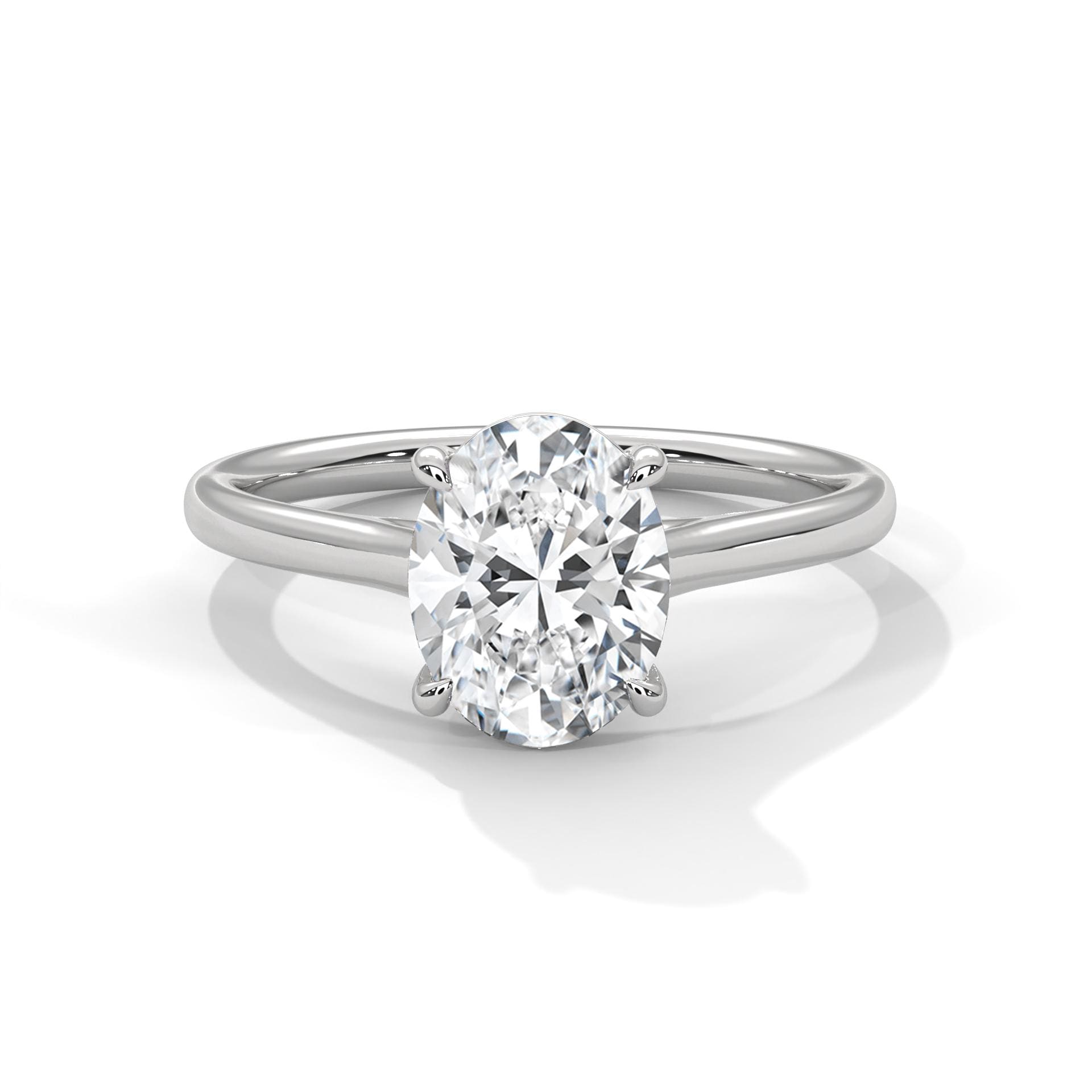 Oval Cut Moissanite Engagement Ring, Solid 925 Sterling Silver, Minimalist Solitaire Statement Ring