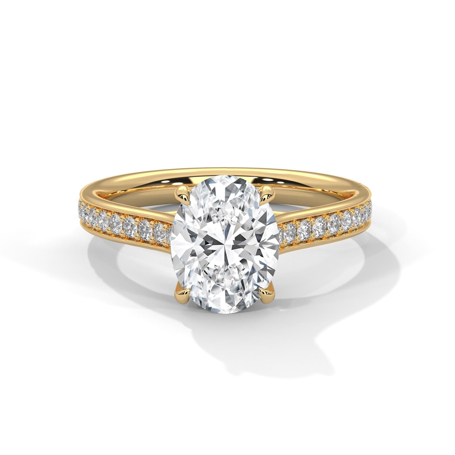 Oval Cut Moissanite Engagement Ring, Solid 925 Sterling Silver, Minimalist Solitaire Promise Ring