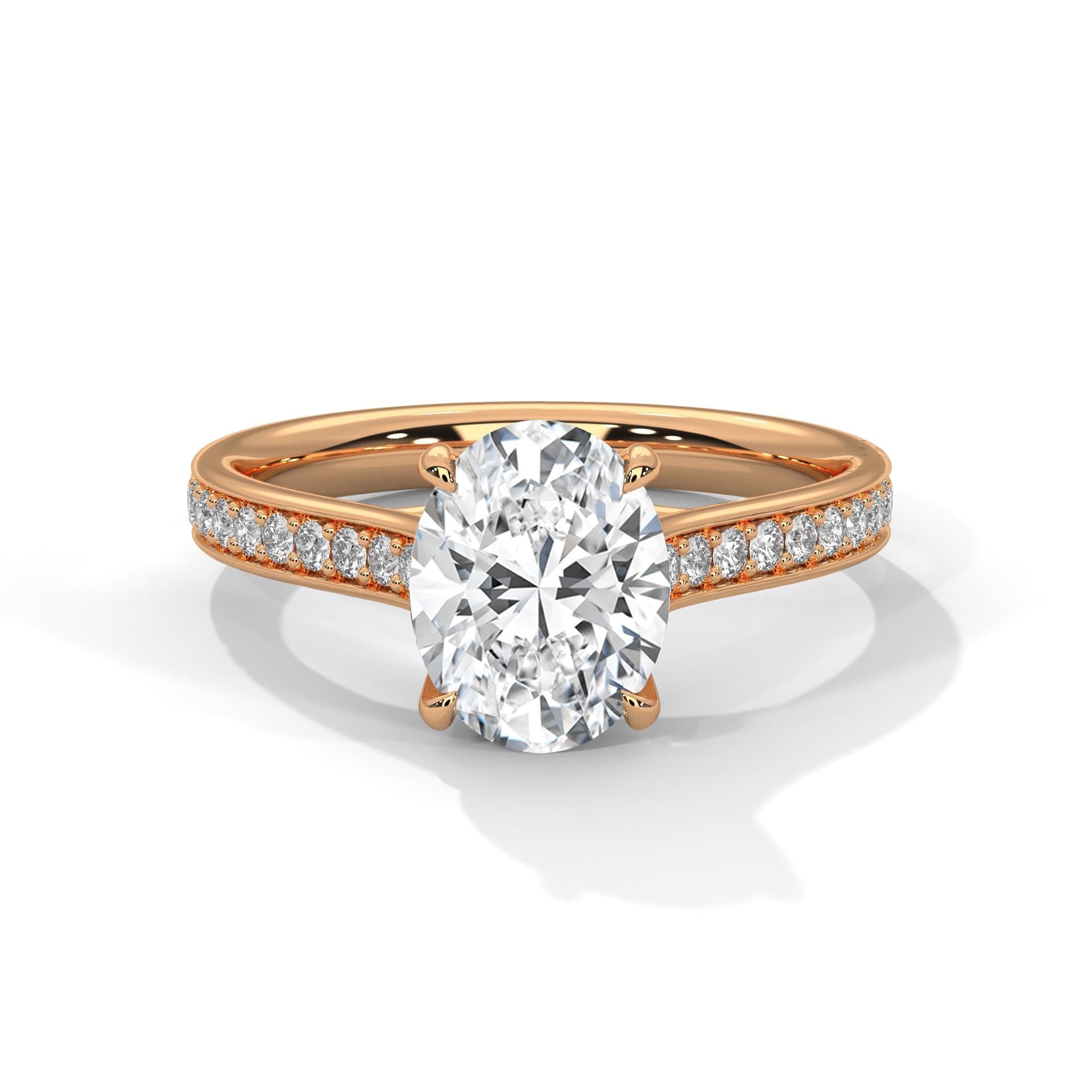 Oval Cut Moissanite Engagement Ring, Solid 925 Sterling Silver, Minimalist Solitaire Promise Ring