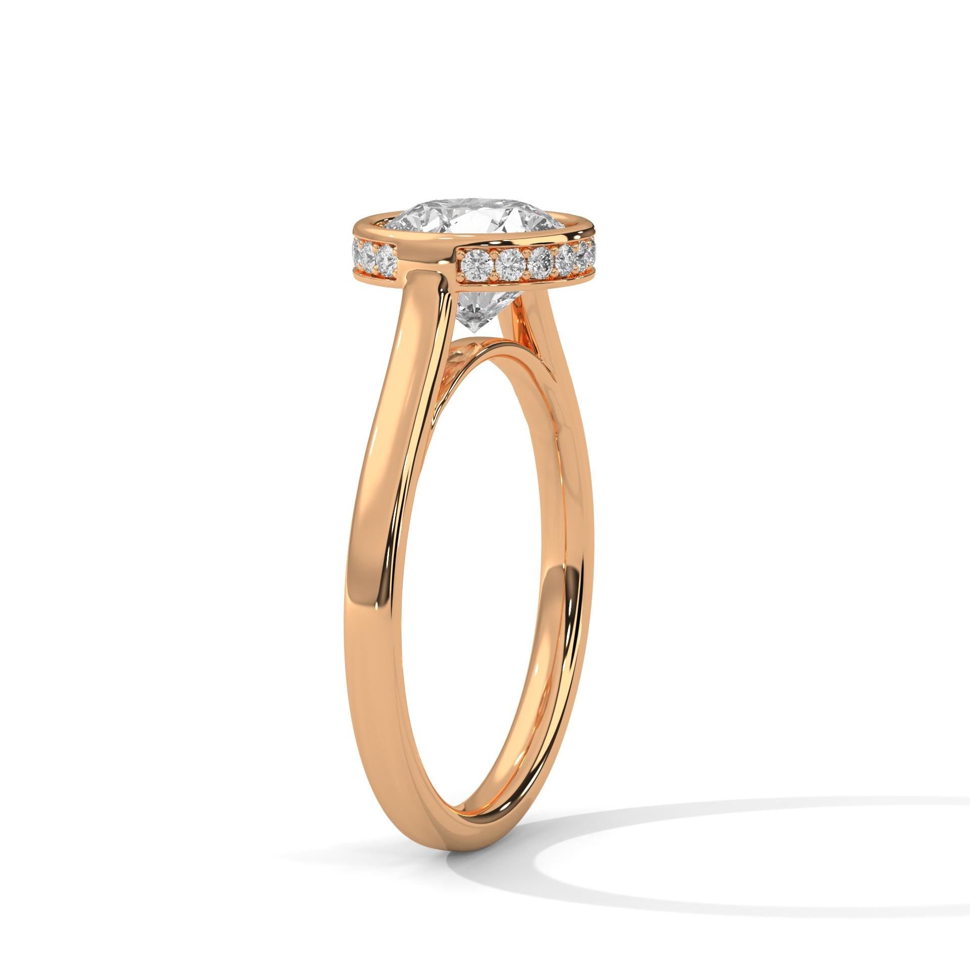 Bezel Set Moissanite Ring, Round Brilliant Cut, 925 Sterling Silver Solitaire Wedding Ring