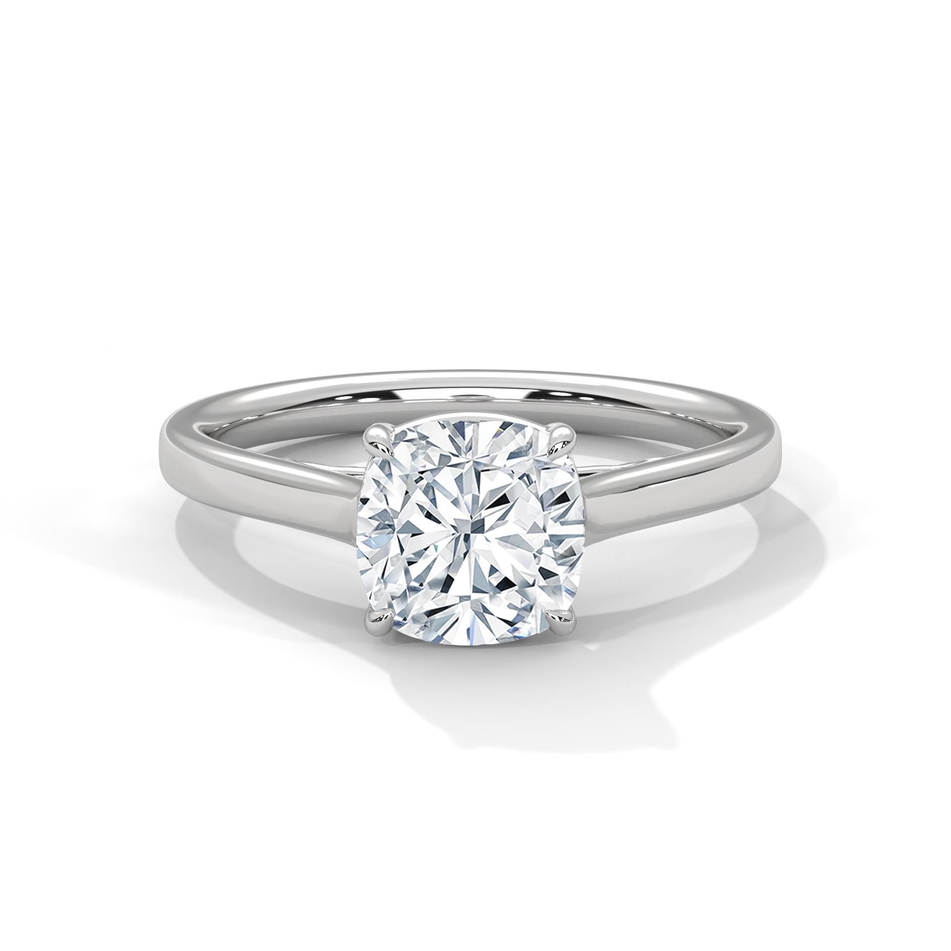Cushion Cut Moissanite Engagement Ring, 925 Sterling Silver Pave Halo Wedding Band